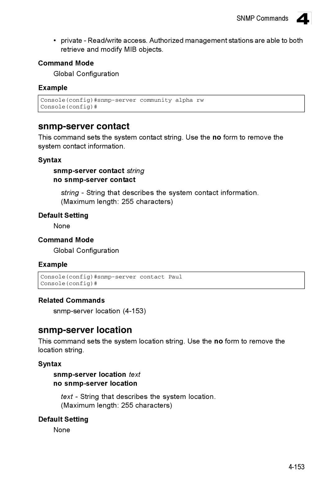 Accton Technology ES3528M-SFP manual Snmp-server contact, Snmp-server location 