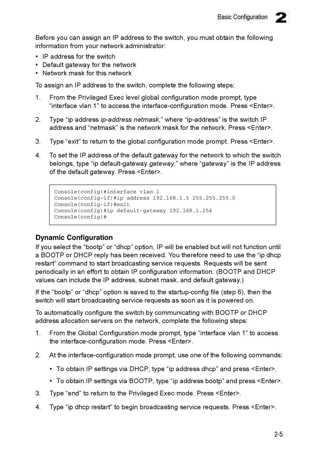 Accton Technology ES3528M-SFP manual Dynamic Configuration 