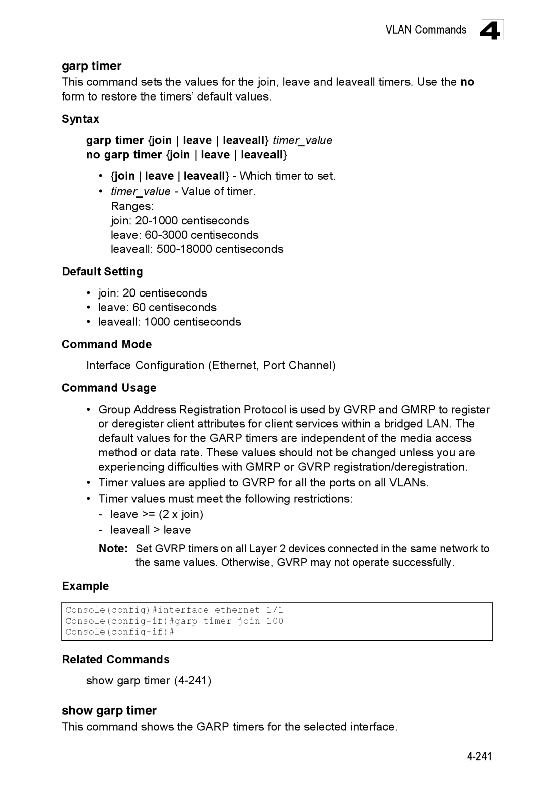 Accton Technology ES3528M-SFP manual Garp timer, Show garp timer 