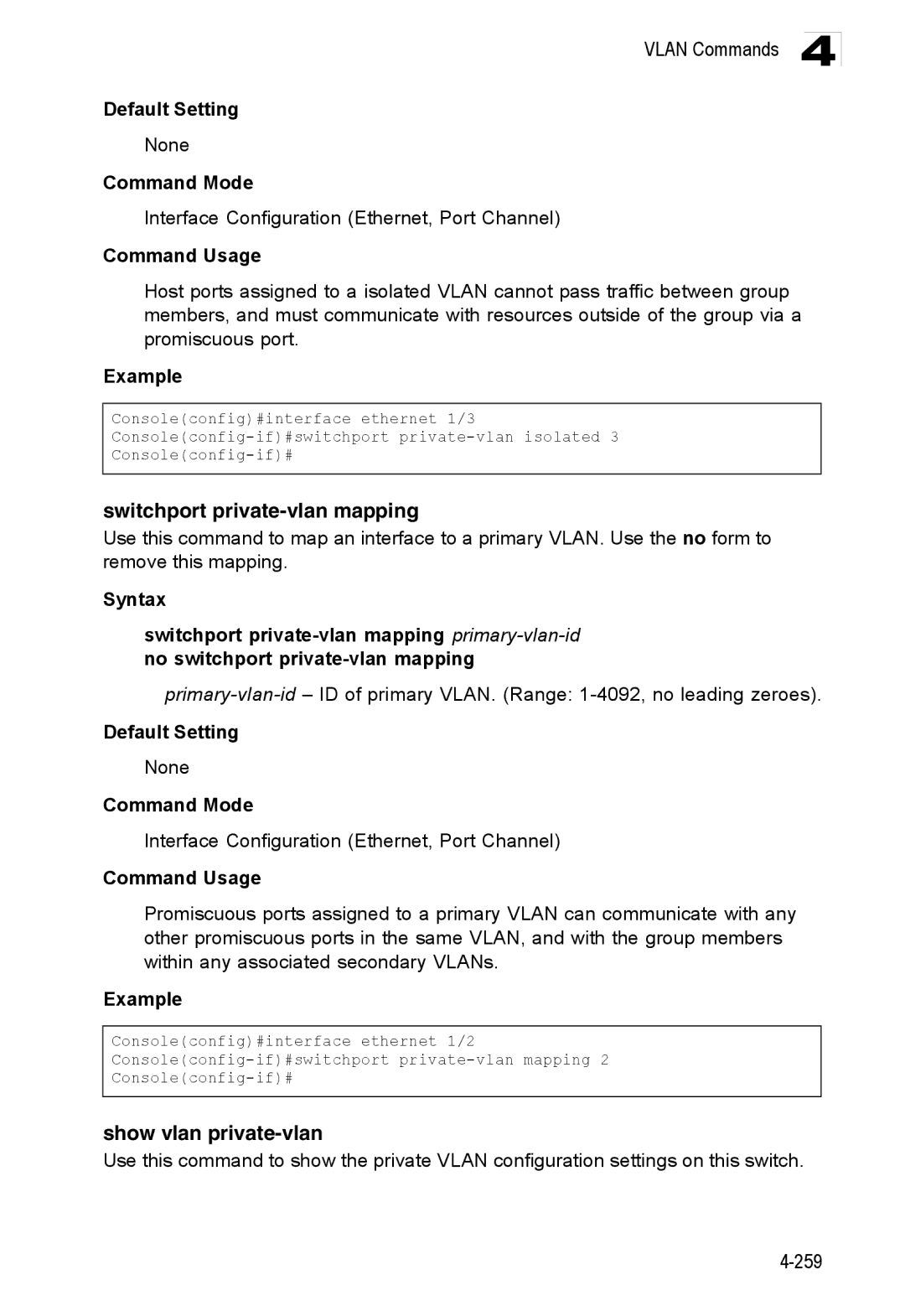 Accton Technology ES3528M-SFP manual Switchport private-vlan mapping, Show vlan private-vlan 