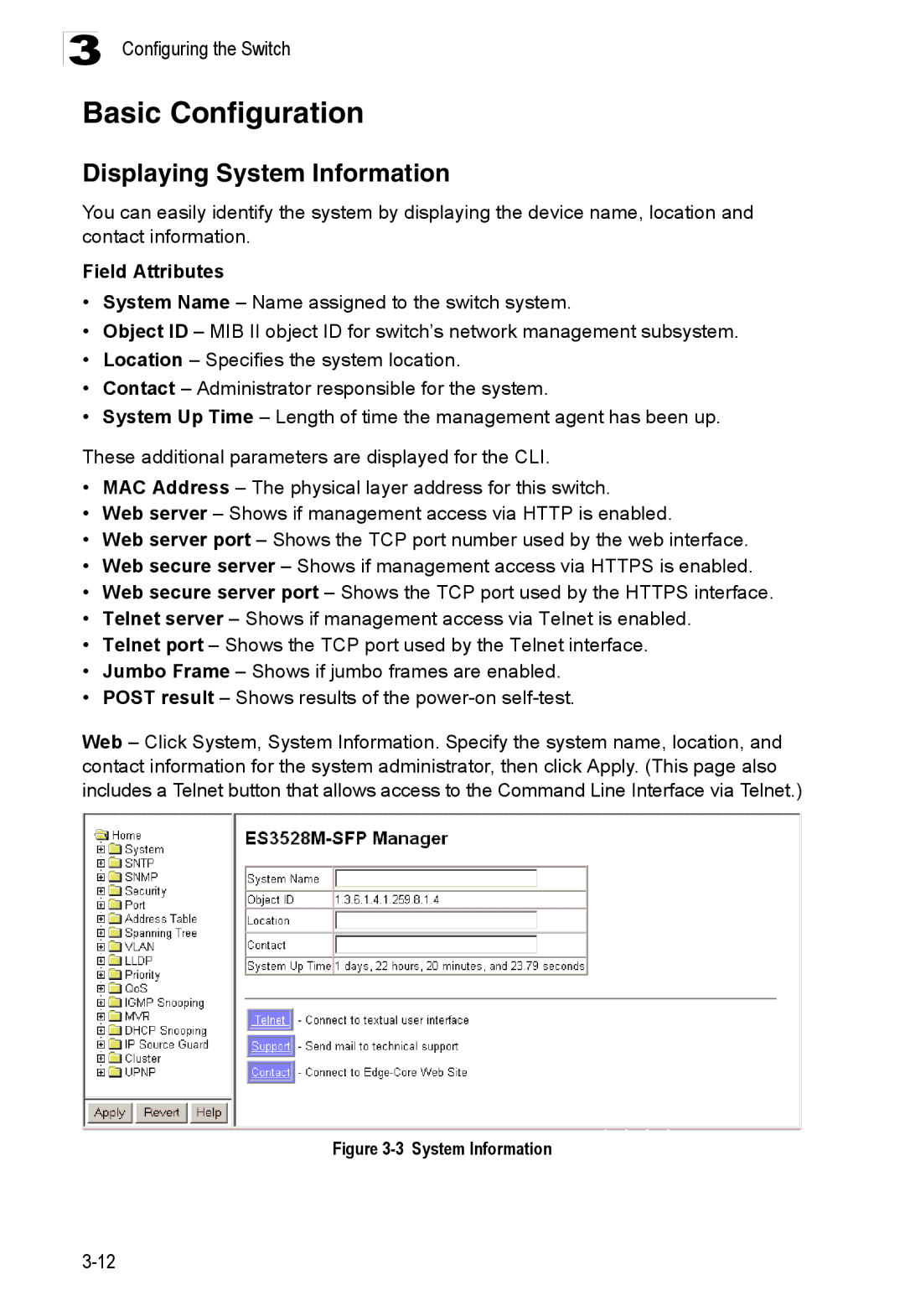 Accton Technology ES3528M-SFP manual Displaying System Information, Field Attributes 