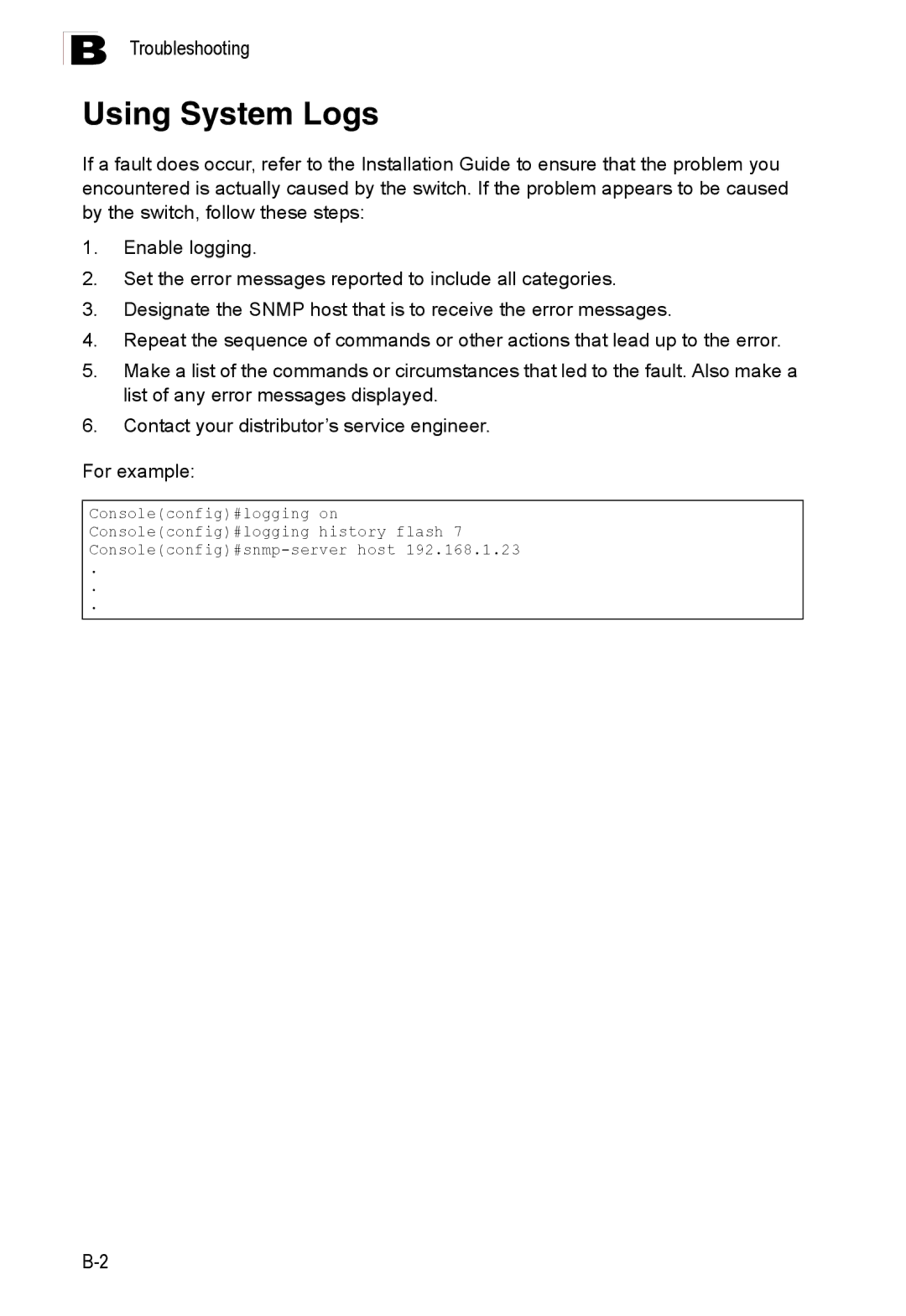 Accton Technology ES3528M-SFP manual Using System Logs 