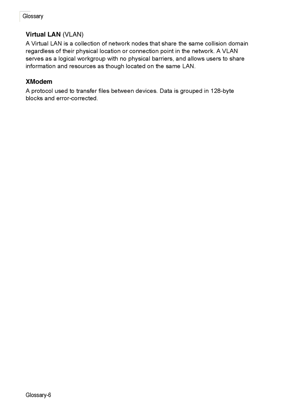 Accton Technology ES3528M-SFP manual Virtual LAN Vlan, XModem 