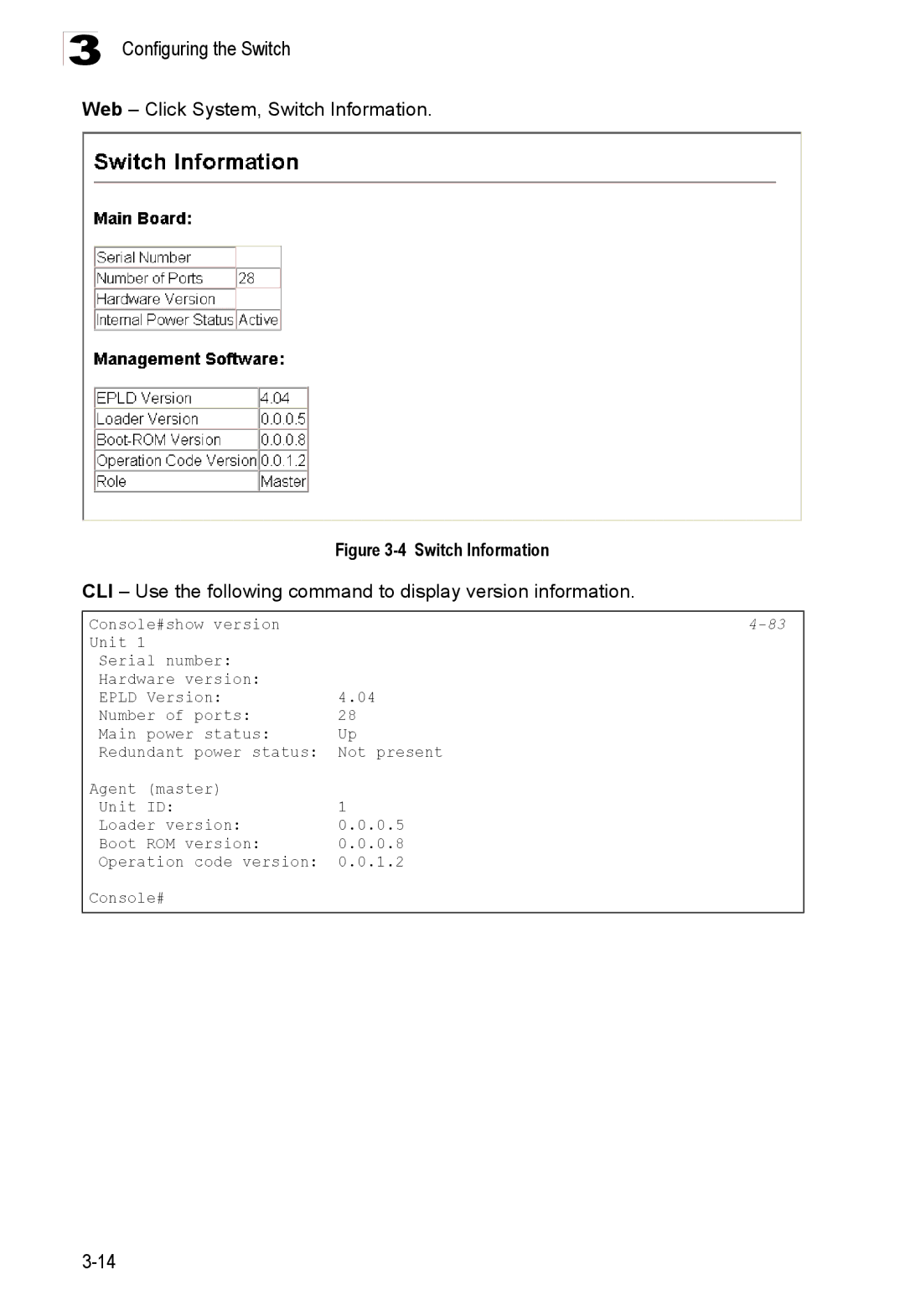 Accton Technology ES3528M-SFP manual Web Click System, Switch Information 