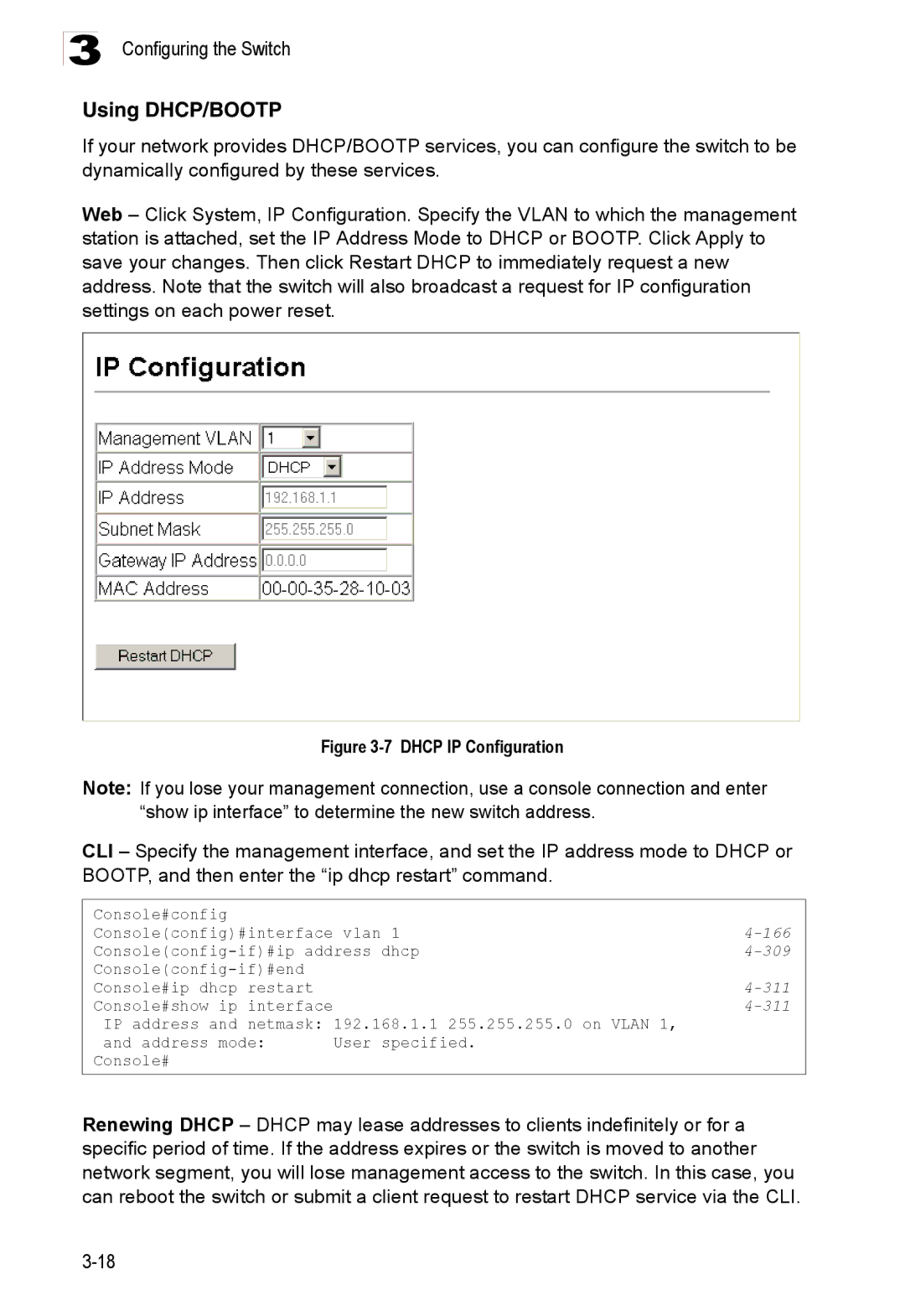 Accton Technology ES3528M-SFP manual Using DHCP/BOOTP, 311 