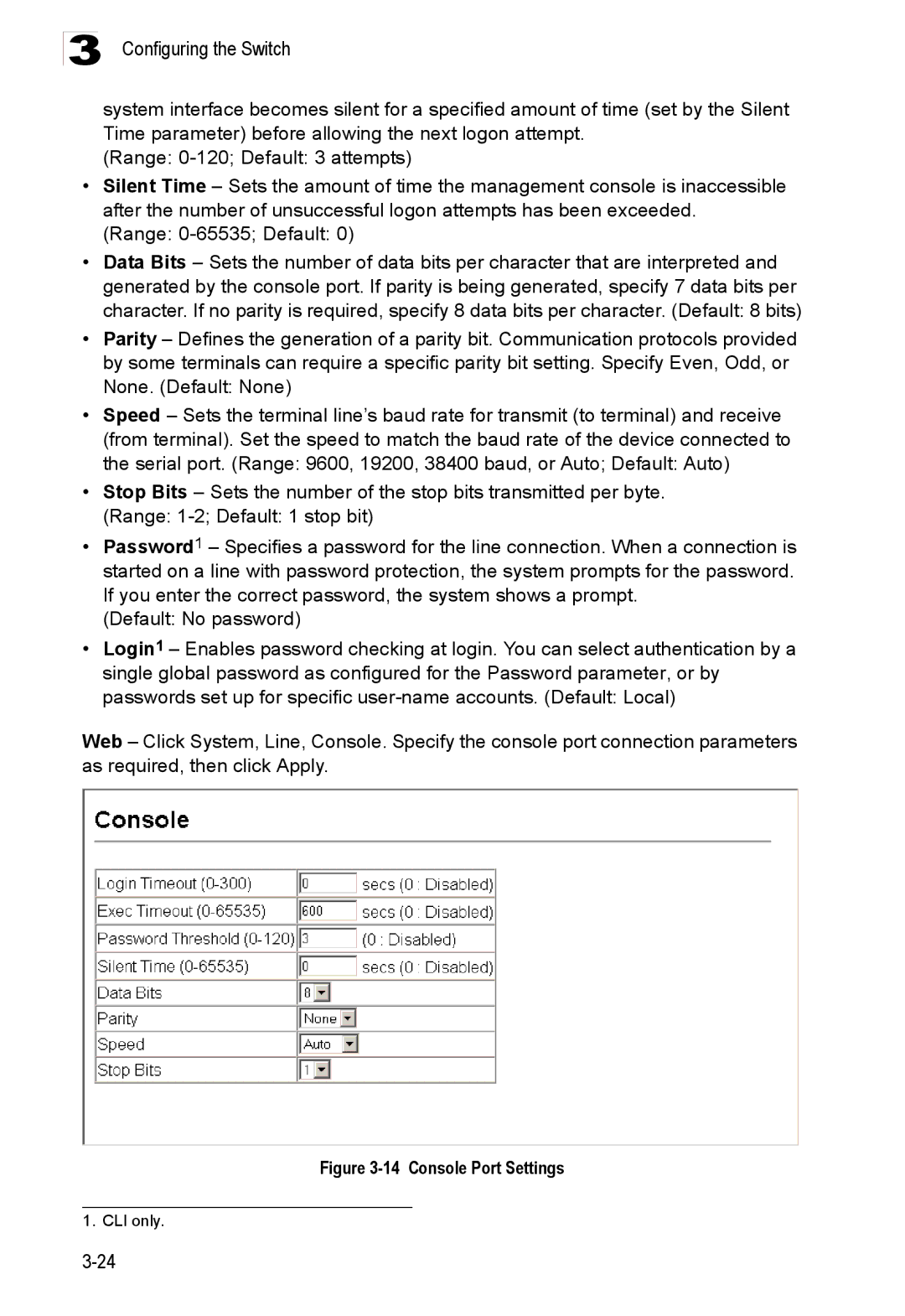 Accton Technology ES3528M-SFP manual Console Port Settings 