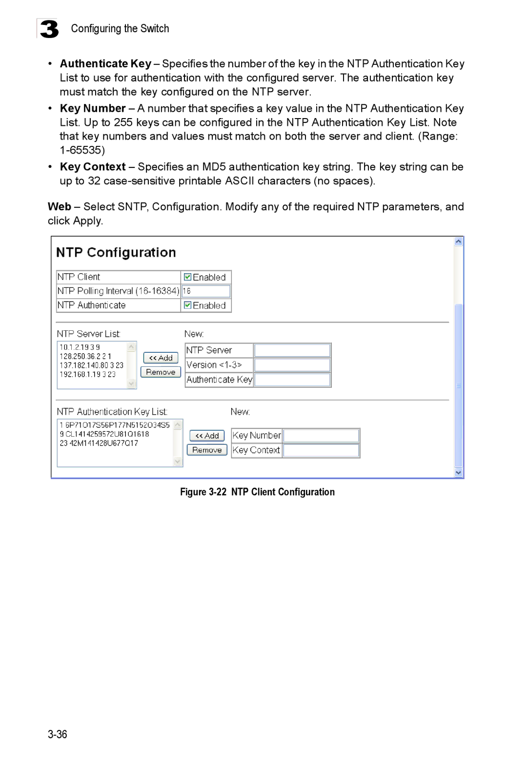 Accton Technology ES3528M-SFP manual NTP Client Configuration 