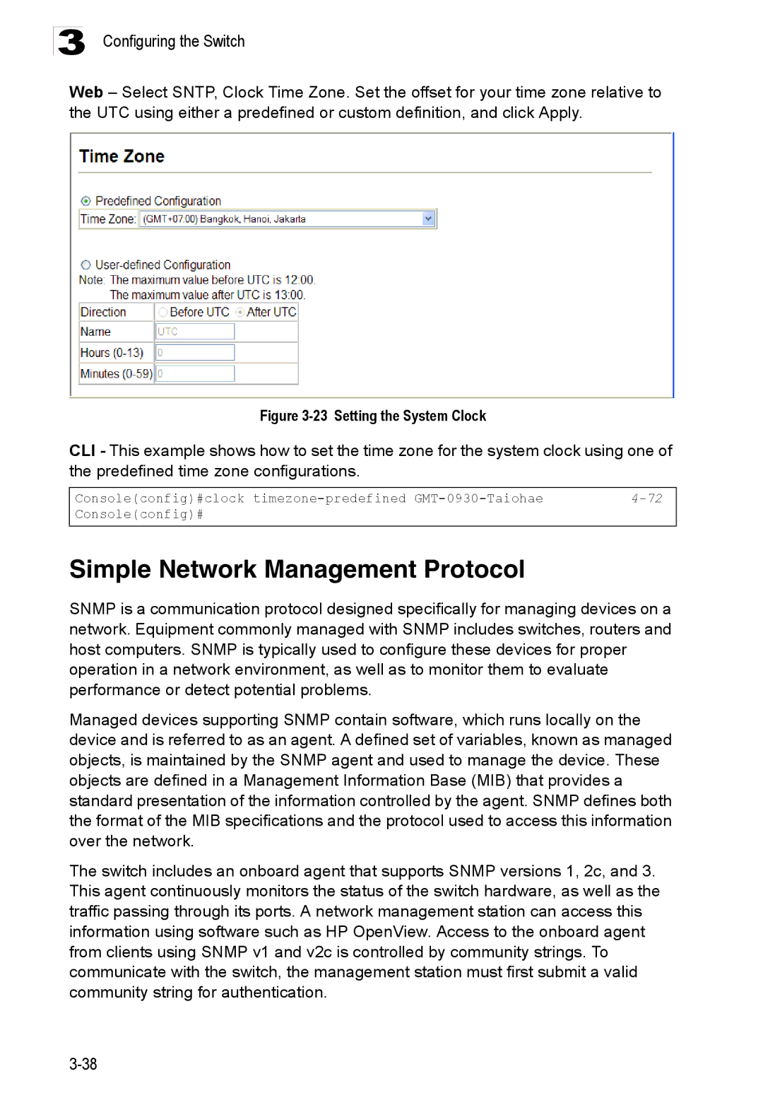 Accton Technology ES3528M-SFP manual Simple Network Management Protocol, Setting the System Clock 