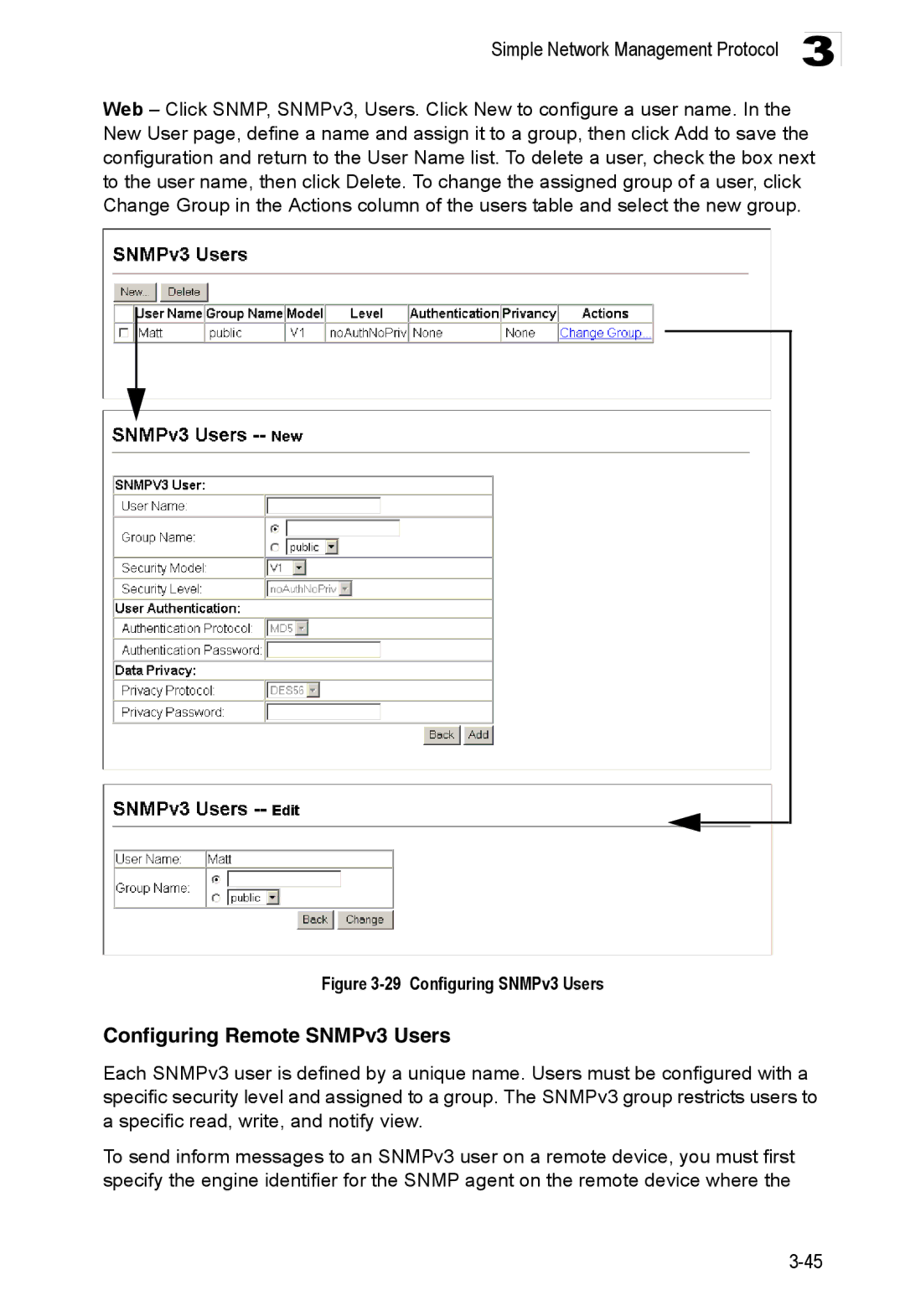 Accton Technology ES3528M-SFP manual Configuring Remote SNMPv3 Users, Configuring SNMPv3 Users 