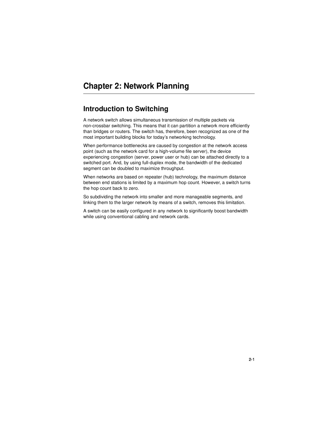 Accton Technology ES3628EA manual Introduction to Switching, Network Planning 