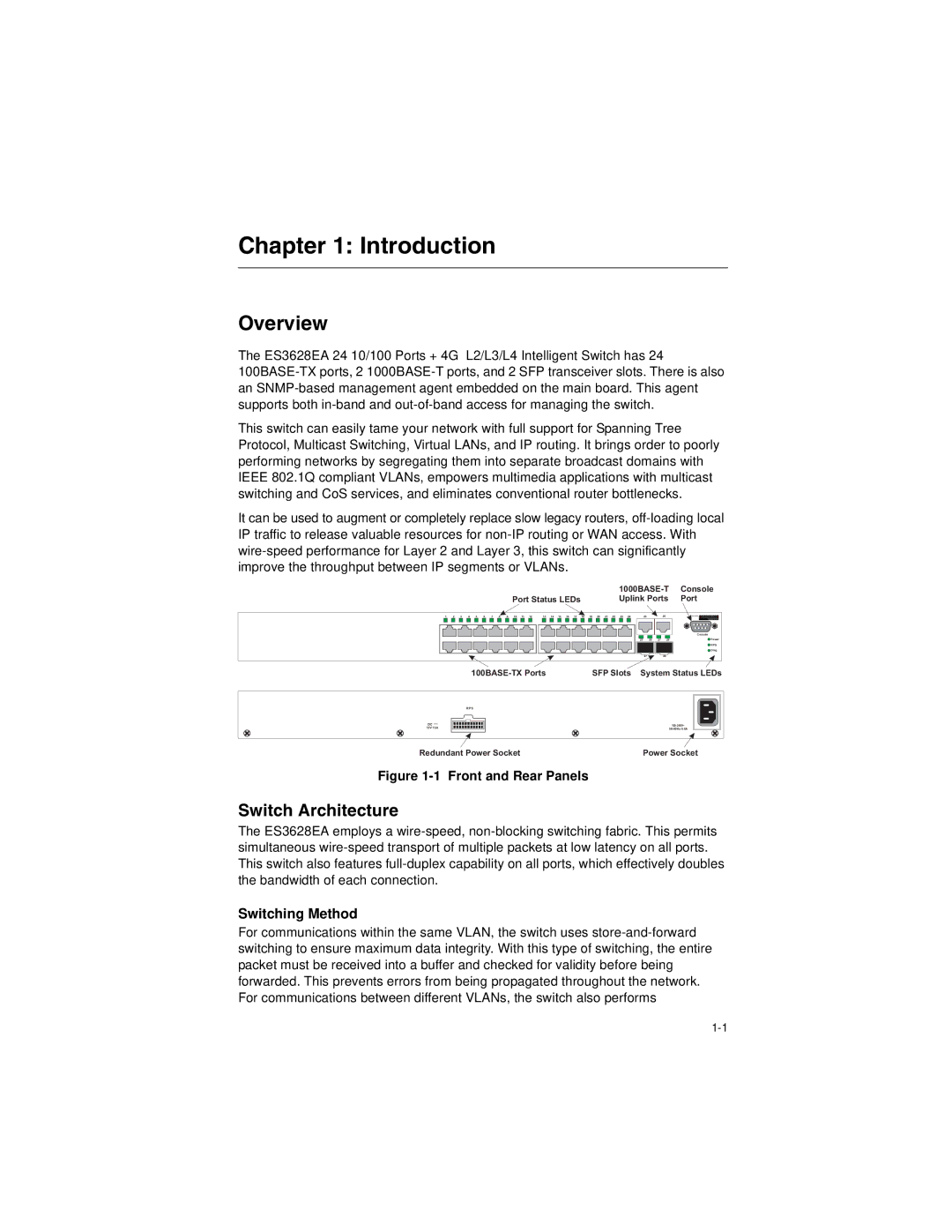 Accton Technology ES3628EA manual Introduction, Overview, Switch Architecture 