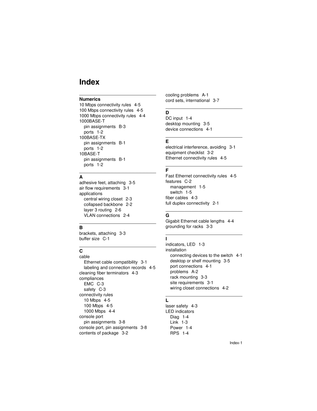 Accton Technology ES3628EA manual Index-1 