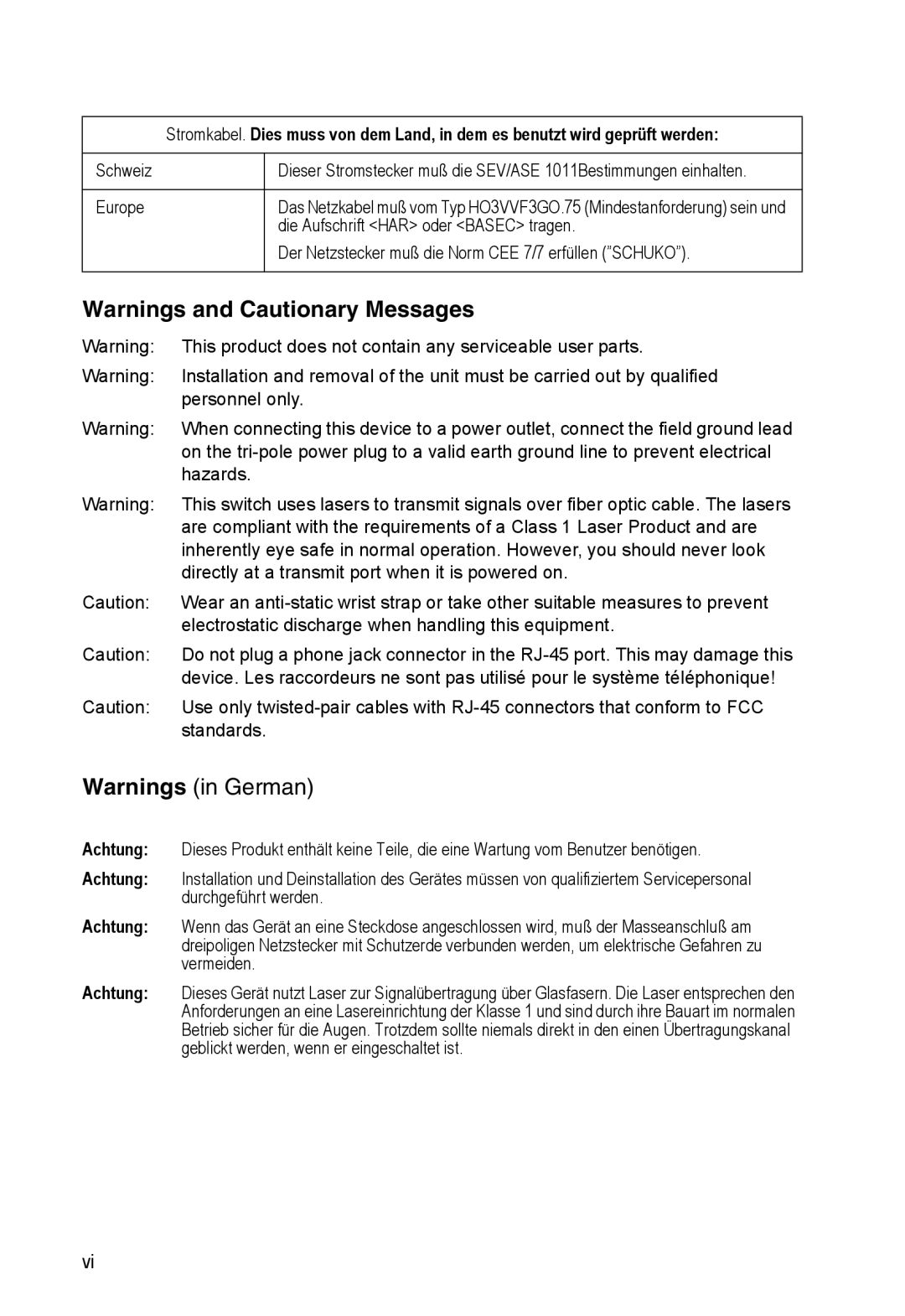 Accton Technology ES4324 manual Die Aufschrift HAR oder Basec tragen 