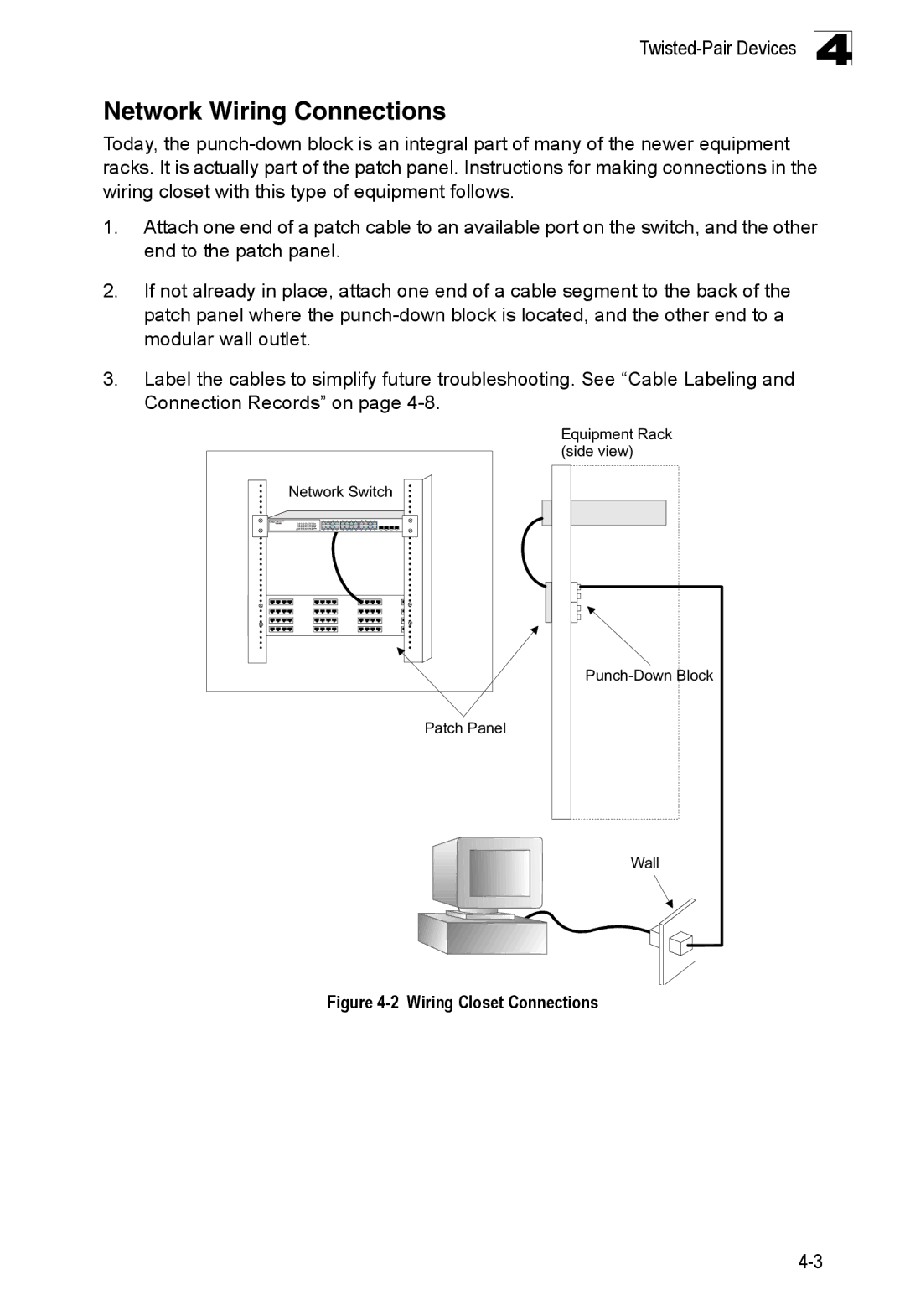 Accton Technology ES4324 manual Network Wiring Connections, Wiring Closet Connections 