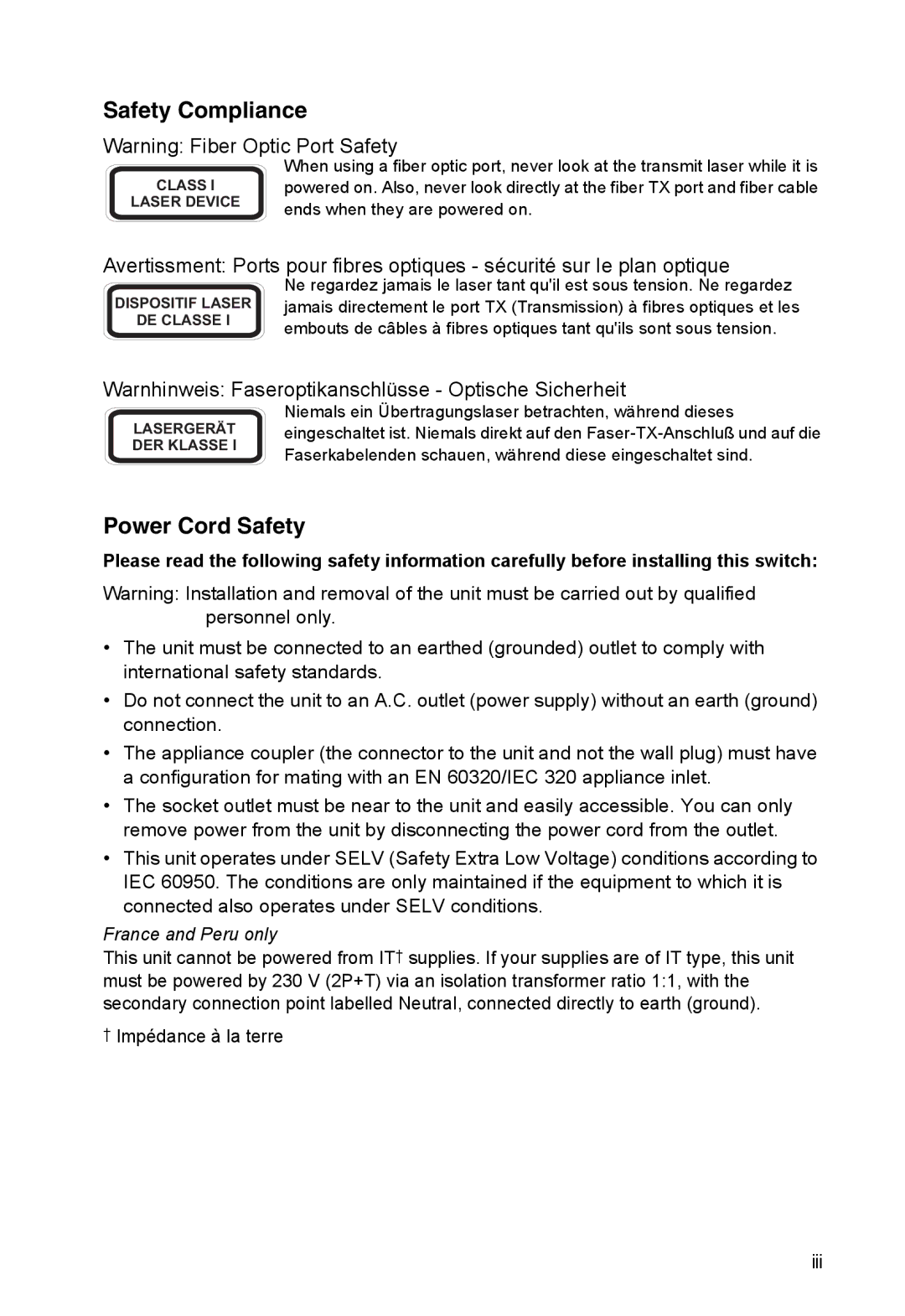 Accton Technology ES4324 manual Safety Compliance 