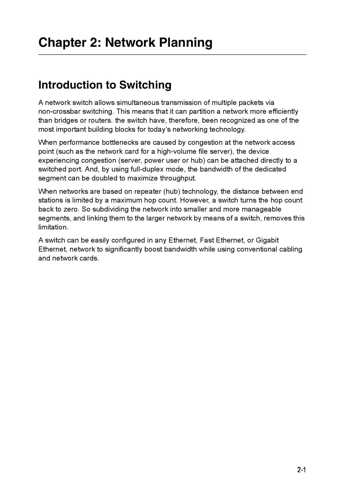 Accton Technology ES4324 manual Network Planning, Introduction to Switching 