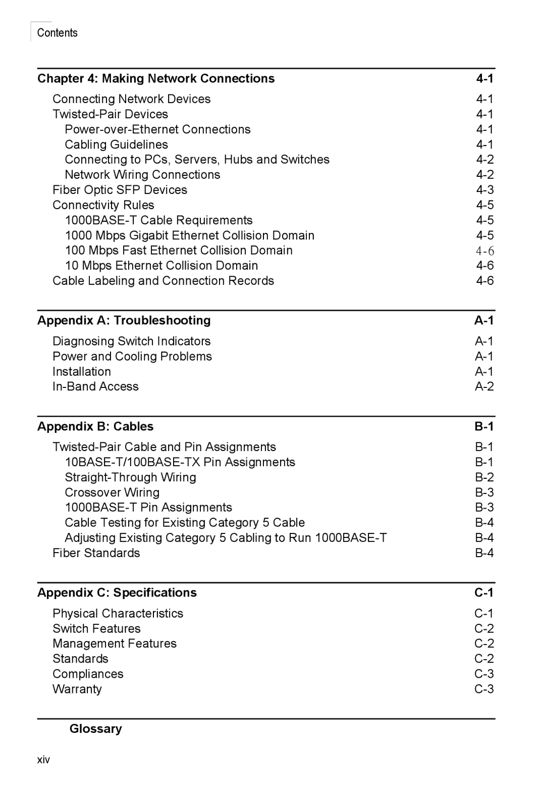 Accton Technology ES4524M-POE manual Contents, Making Network Connections 