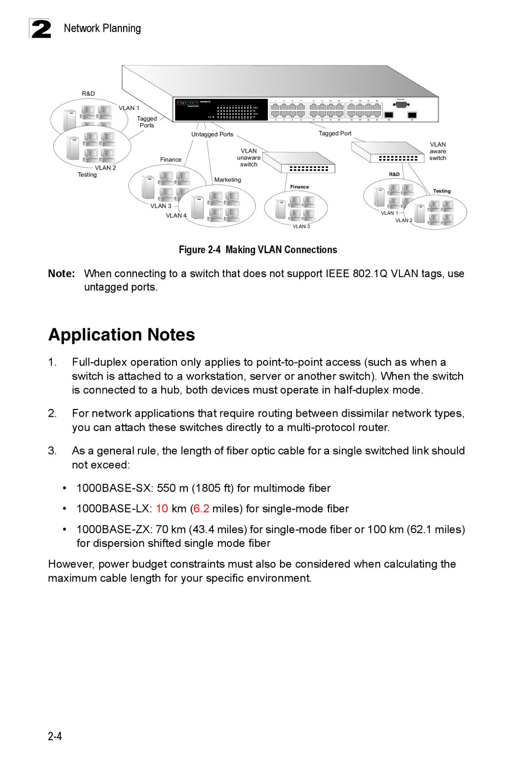 Accton Technology ES4524M-POE manual Application Notes, Making Vlan Connections 