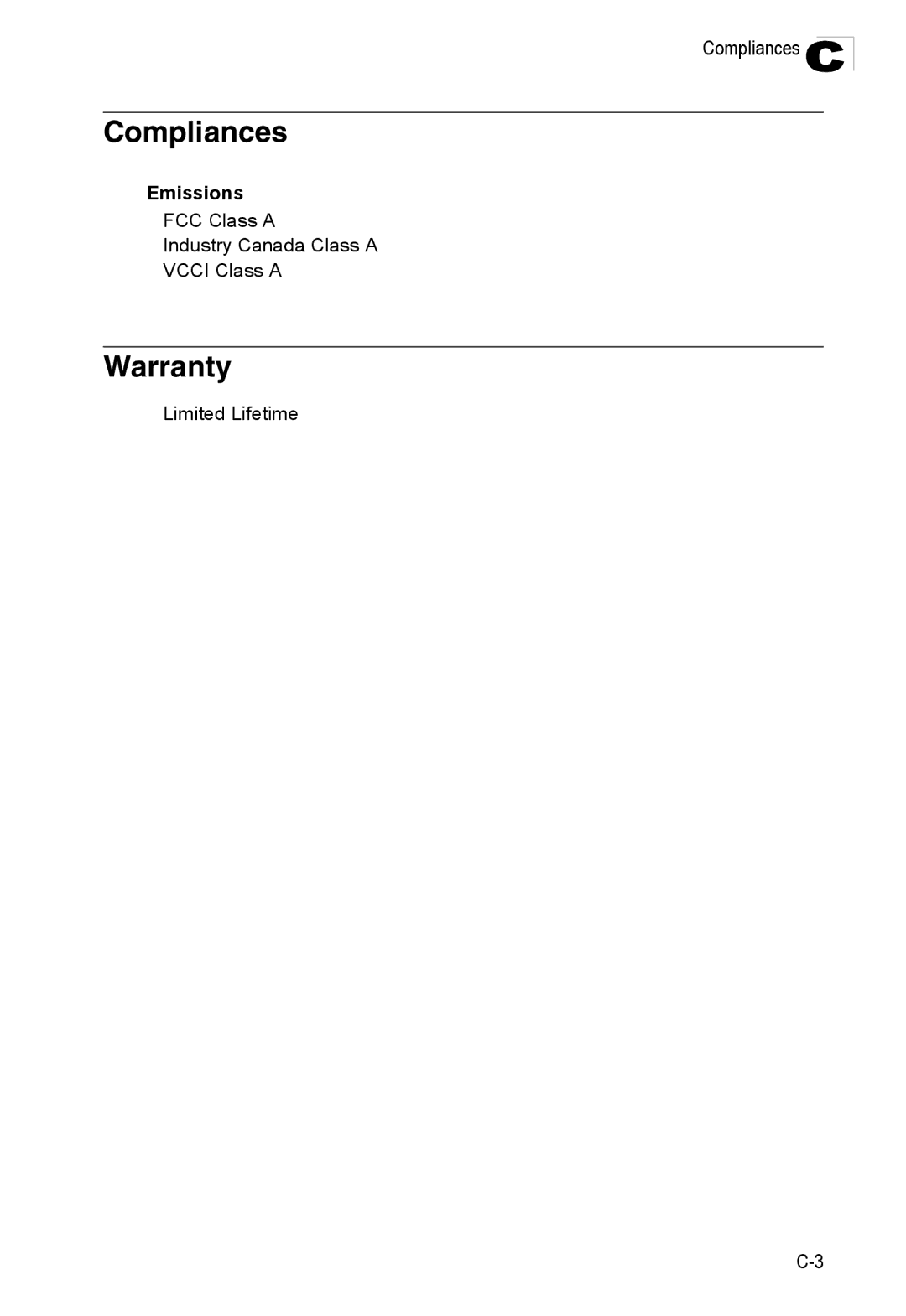 Accton Technology ES4524M-POE manual Warranty, Compliances C 