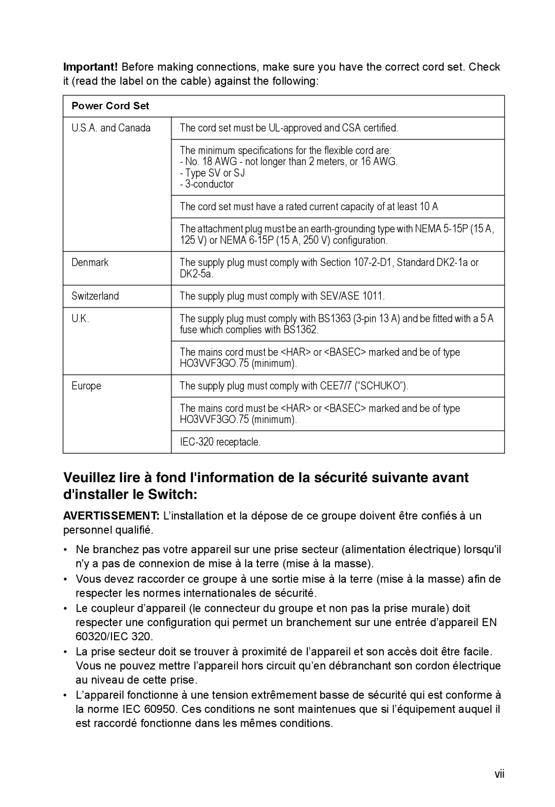 Accton Technology ES4524M-POE manual Vii 