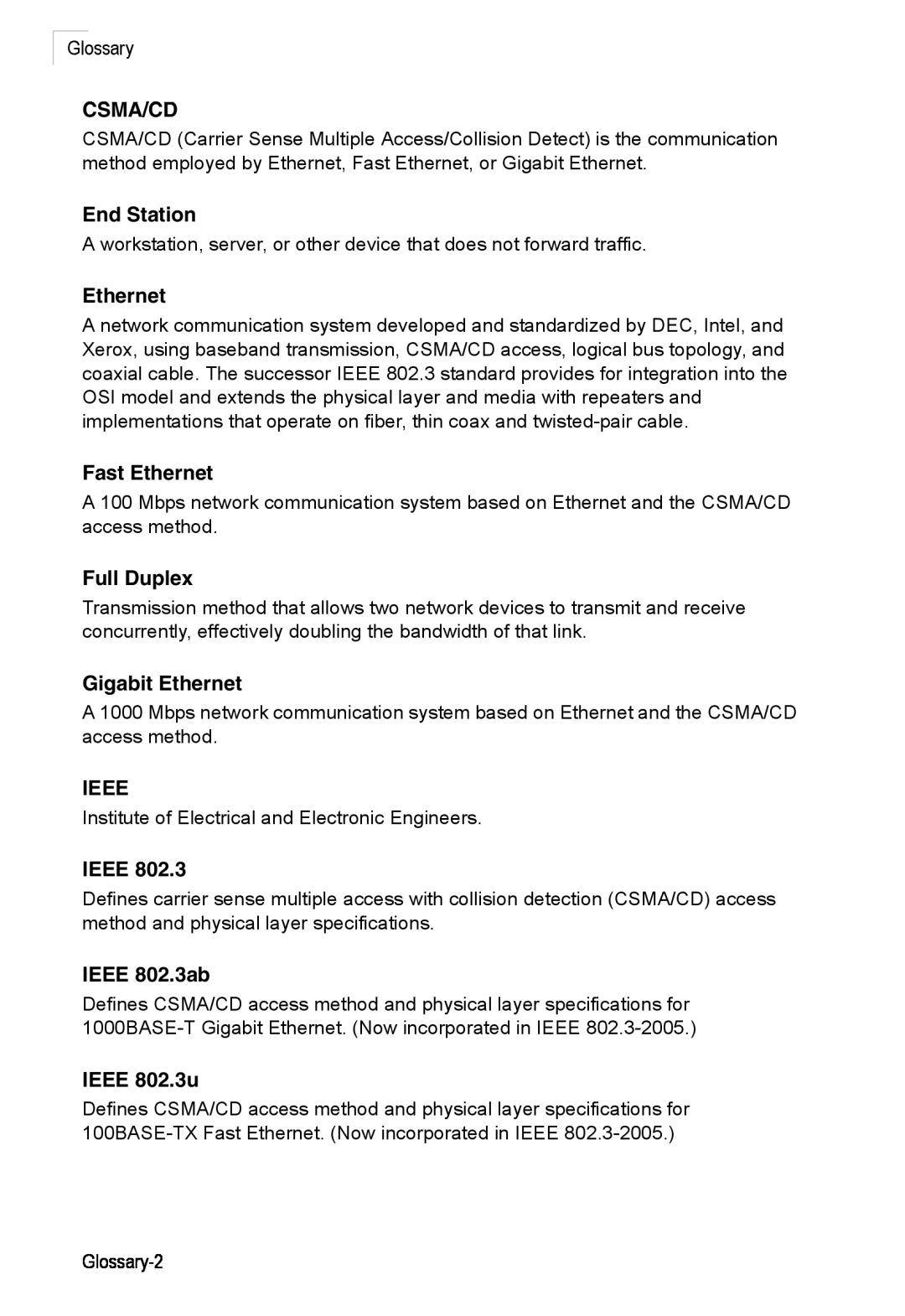 Accton Technology ES4524M-POE manual Glossary-2 