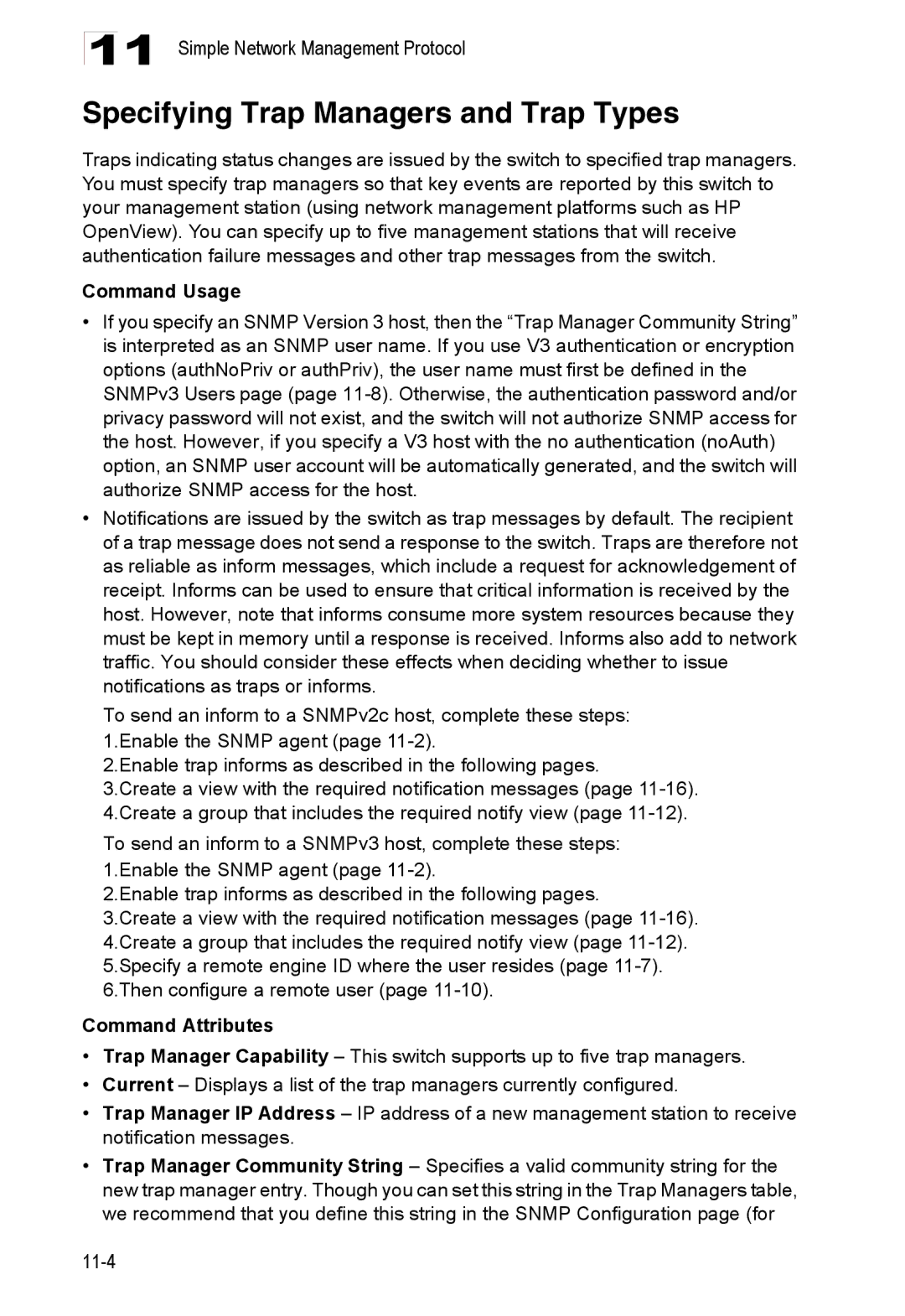 Accton Technology 24/48-Port, ES4548D, ES4524D manual Specifying Trap Managers and Trap Types, Command Usage 