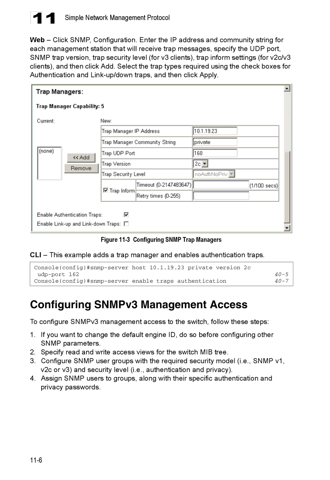 Accton Technology ES4524D, ES4548D, 24/48-Port manual Configuring SNMPv3 Management Access, 40-7 