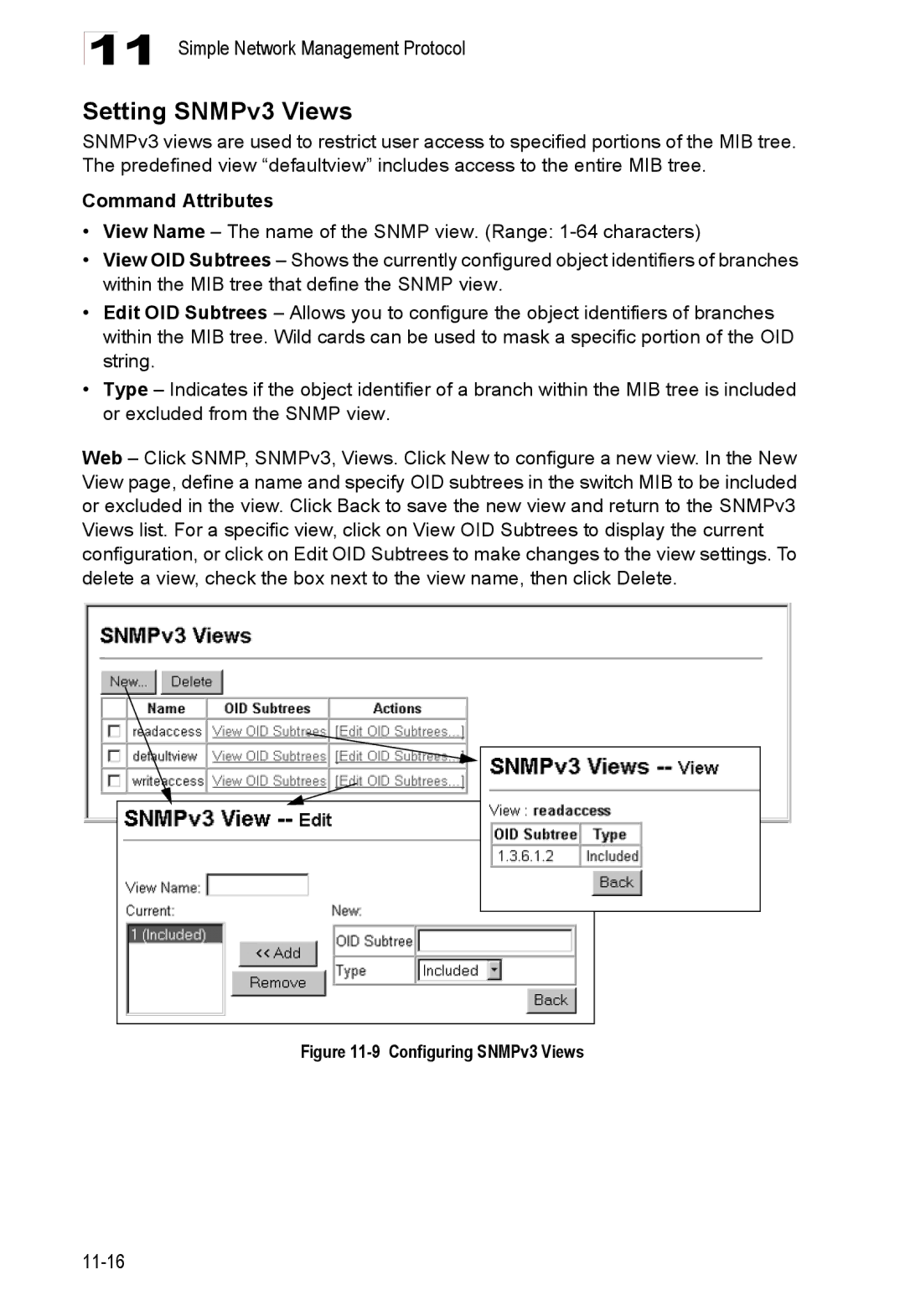 Accton Technology 24/48-Port, ES4548D, ES4524D manual Setting SNMPv3 Views, Configuring SNMPv3 Views 