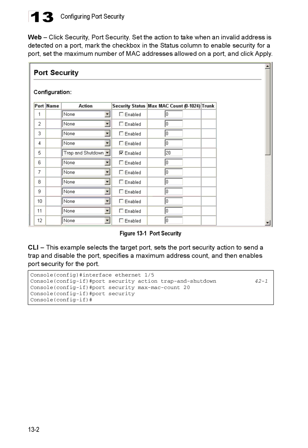 Accton Technology 24/48-Port, ES4548D, ES4524D manual Port Security, 42-1 