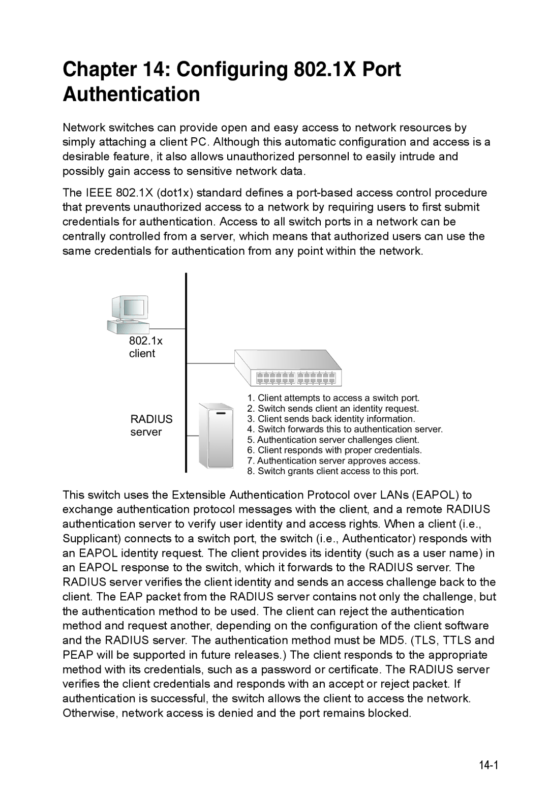 Accton Technology ES4548D, ES4524D, 24/48-Port manual Configuring 802.1X Port Authentication 