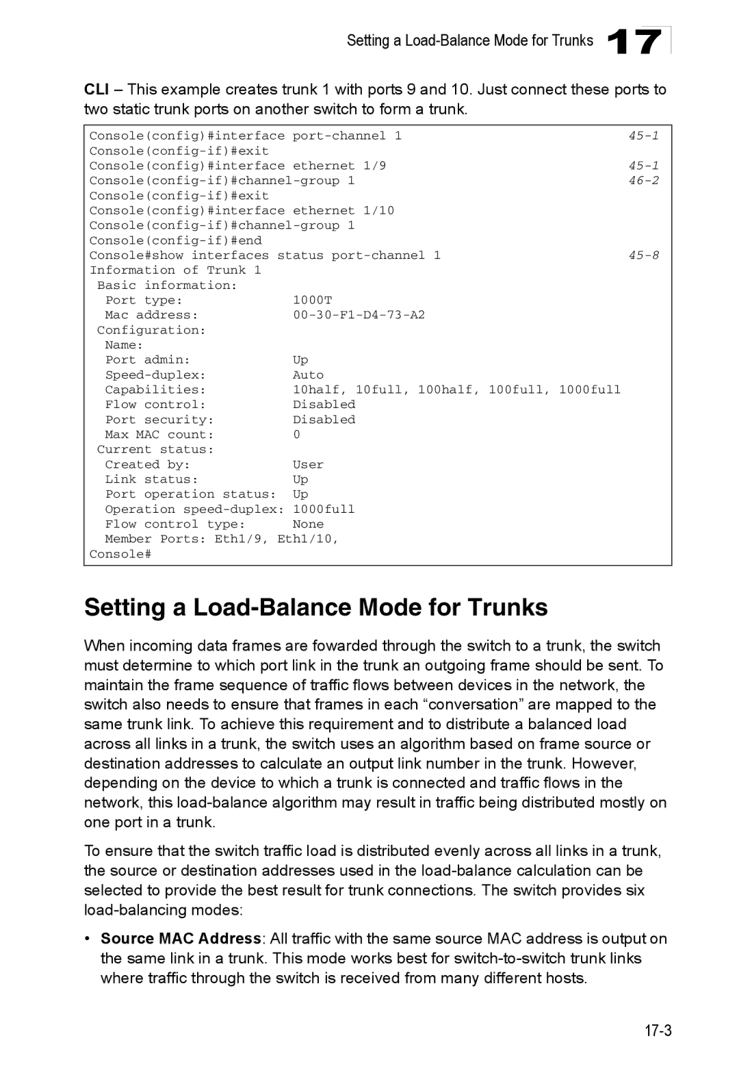 Accton Technology 24/48-Port, ES4548D, ES4524D manual Setting a Load-Balance Mode for Trunks, 46-2 