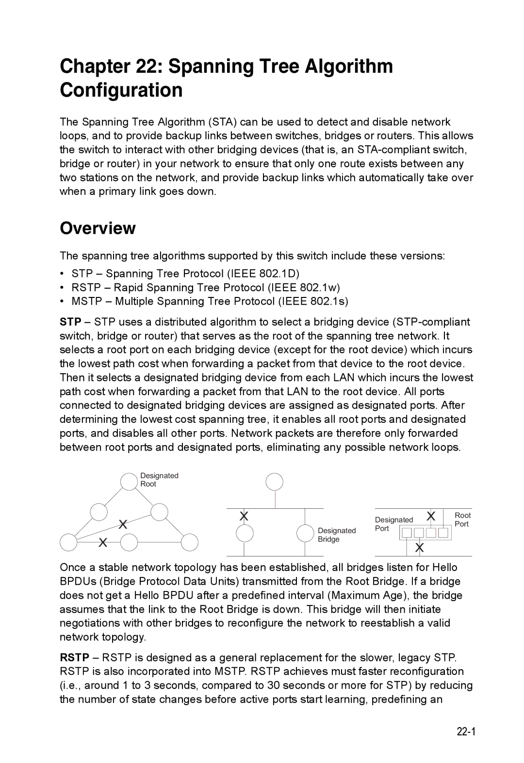 Accton Technology ES4548D, ES4524D, 24/48-Port manual Spanning Tree Algorithm Configuration, Overview 