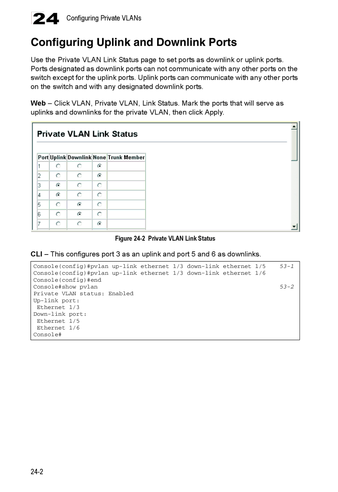 Accton Technology ES4548D, ES4524D, 24/48-Port manual Configuring Uplink and Downlink Ports, 53-2 