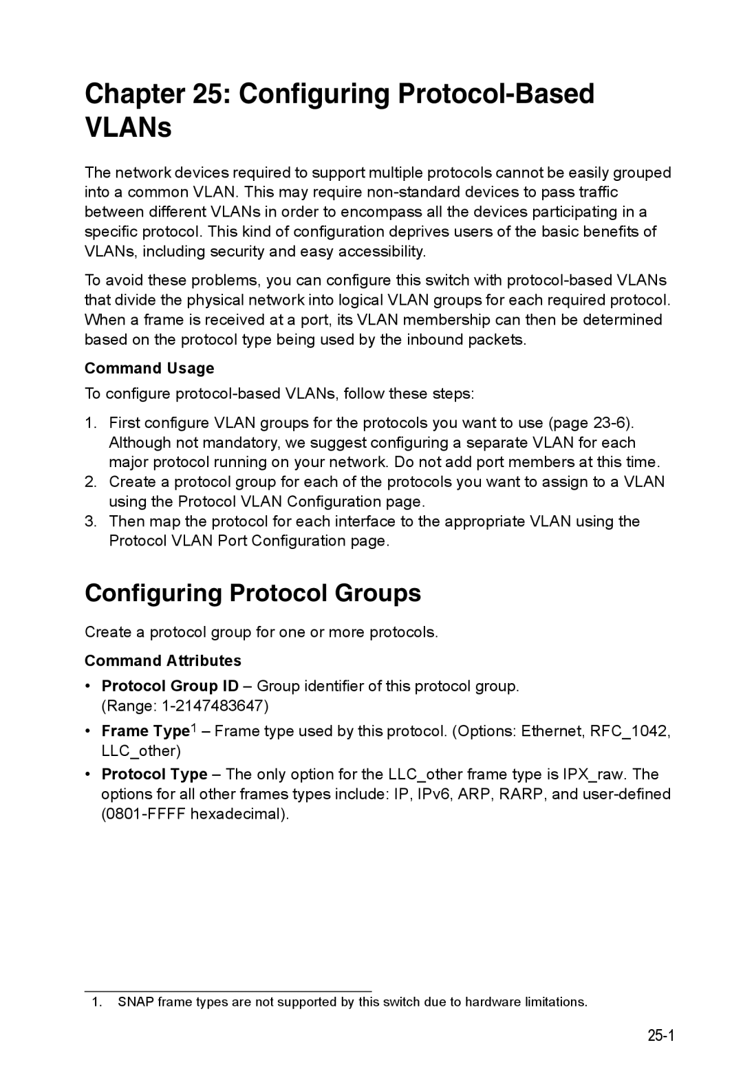 Accton Technology ES4524D, ES4548D, 24/48-Port manual Configuring Protocol-Based VLANs, Configuring Protocol Groups 