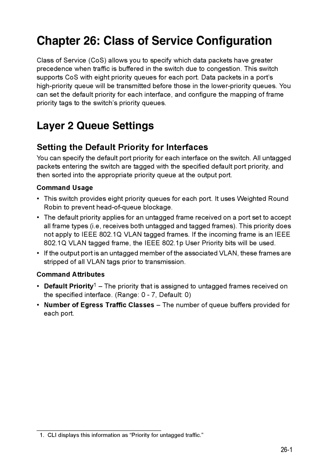 Accton Technology 24/48-Port, ES4548D, ES4524D manual Class of Service Configuration, Layer 2 Queue Settings 