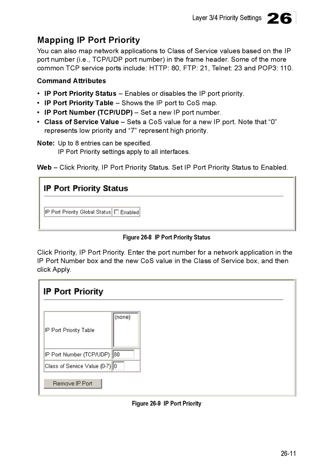 Accton Technology ES4548D, ES4524D, 24/48-Port manual Mapping IP Port Priority, IP Port Priority Status 