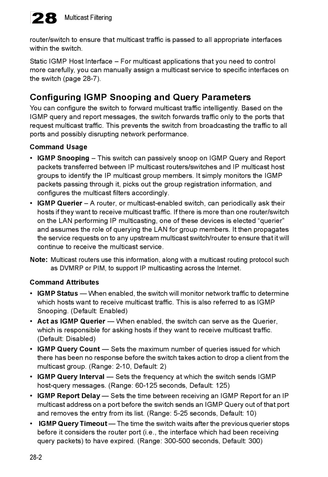 Accton Technology 24/48-Port, ES4548D, ES4524D manual Configuring Igmp Snooping and Query Parameters, Command Usage 