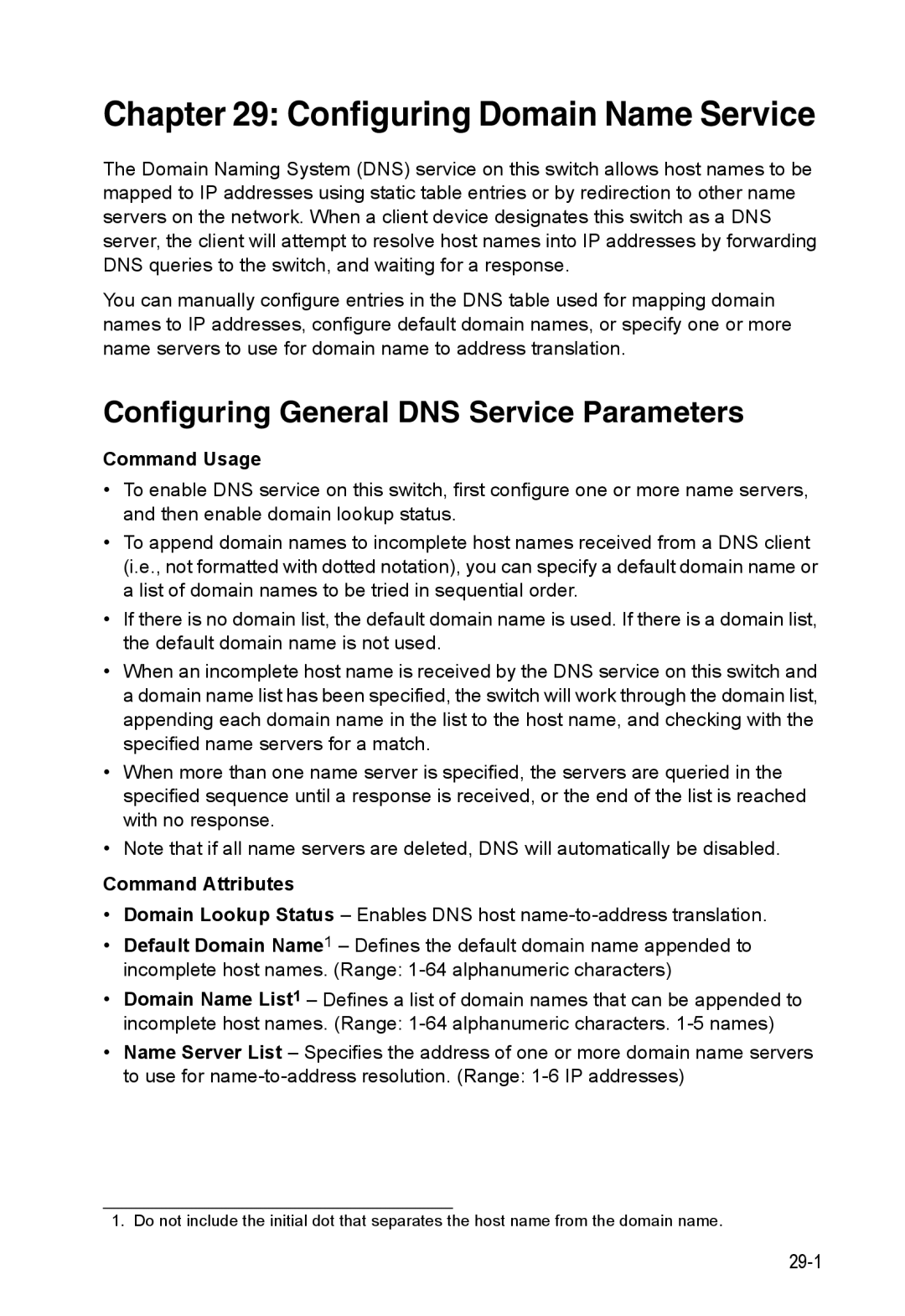 Accton Technology ES4548D, ES4524D, 24/48-Port Configuring Domain Name Service, Configuring General DNS Service Parameters 