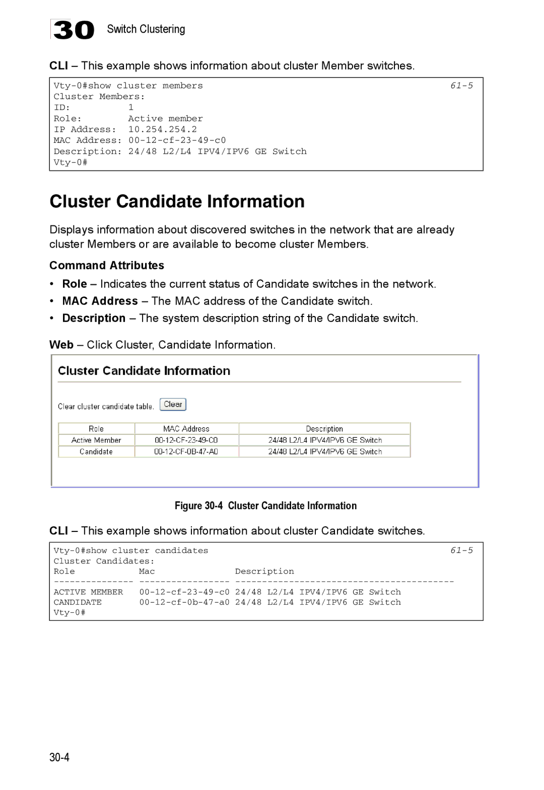 Accton Technology ES4548D, ES4524D, 24/48-Port manual Cluster Candidate Information, 61-5 