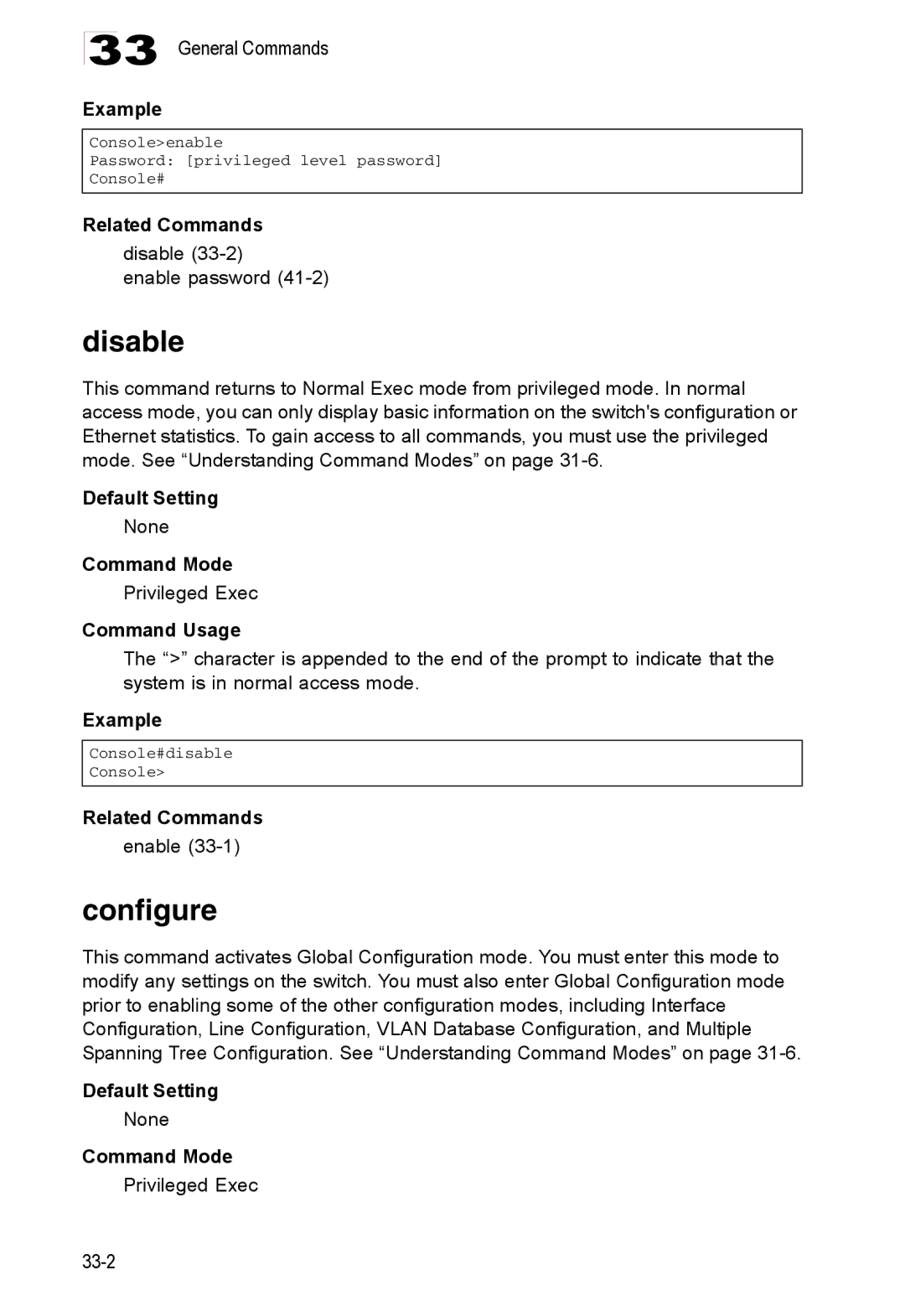 Accton Technology ES4524D, ES4548D, 24/48-Port manual Disable, Configure, Example, Related Commands 