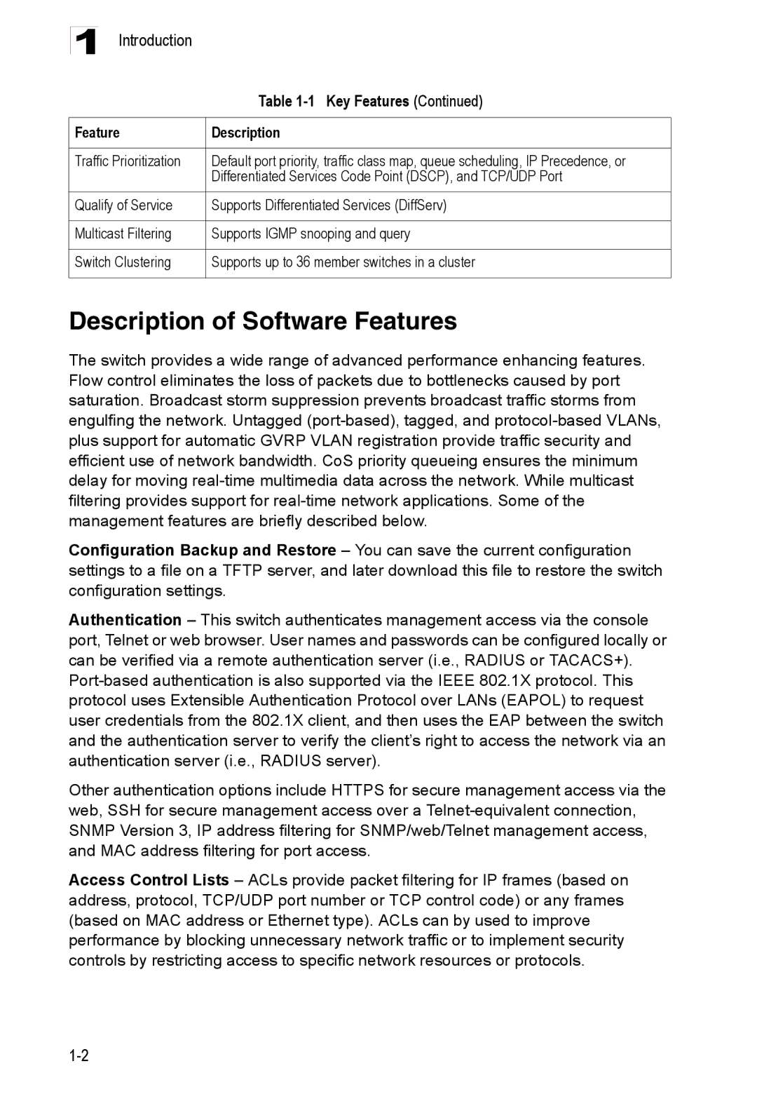 Accton Technology ES4548D, ES4524D, 24/48-Port manual Description of Software Features, Introduction 