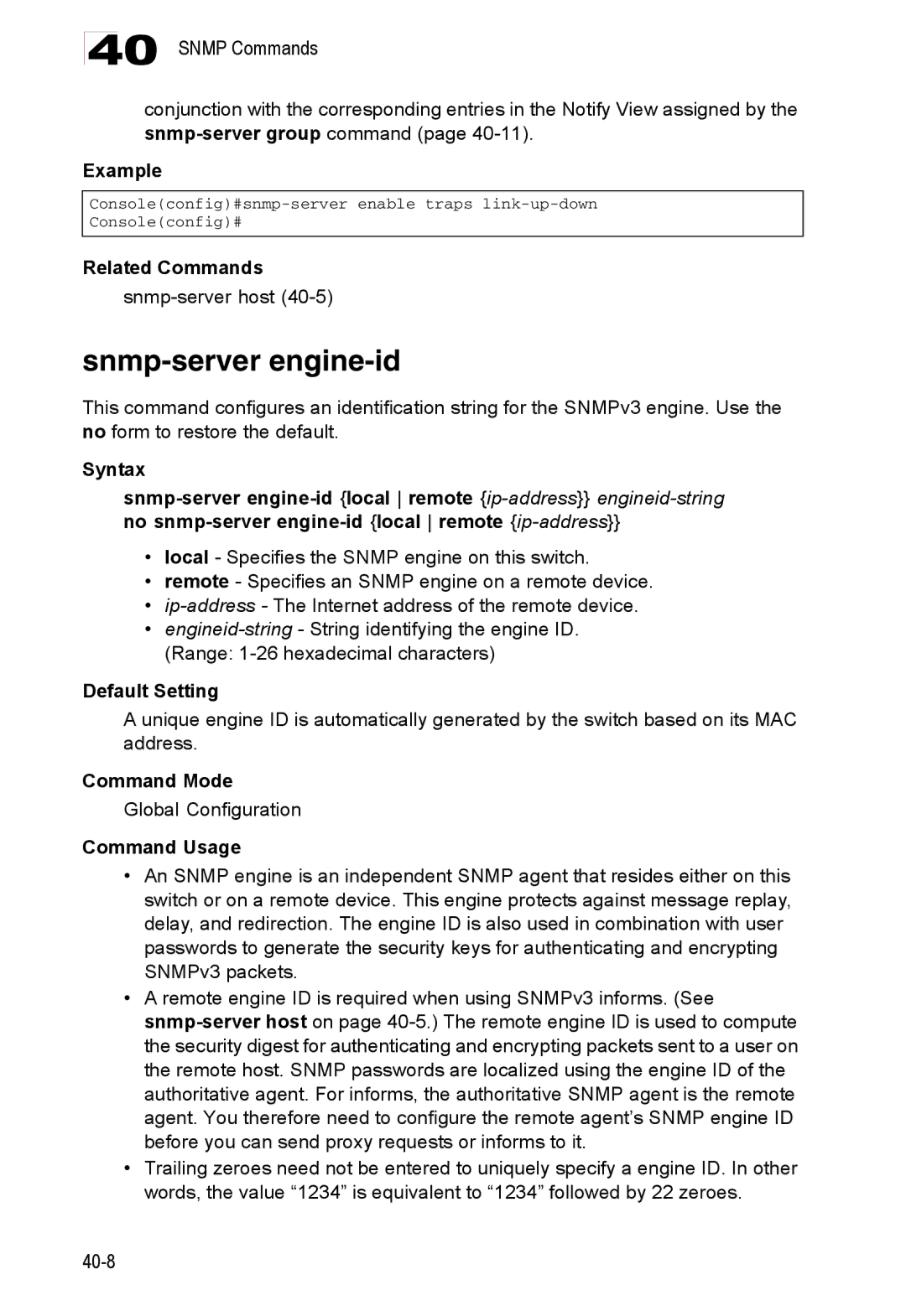 Accton Technology 24/48-Port, ES4548D, ES4524D manual Snmp-server engine-id, Snmp-server host 