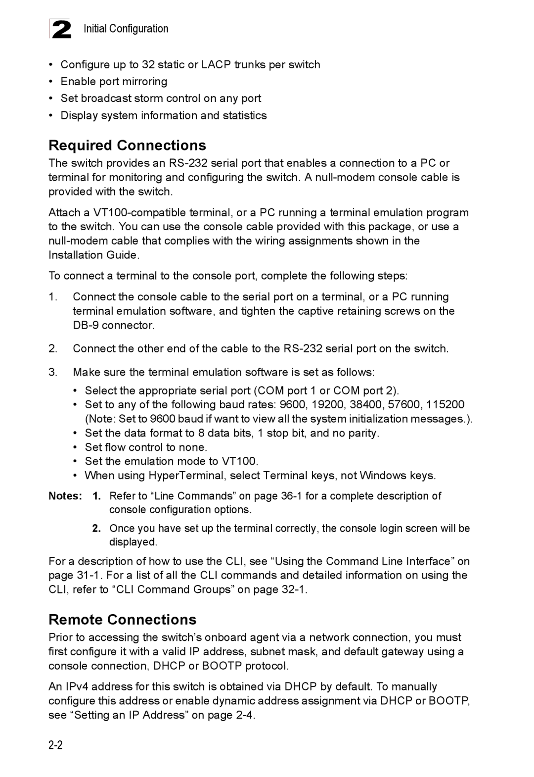 Accton Technology 24/48-Port, ES4548D, ES4524D manual Required Connections, Remote Connections 