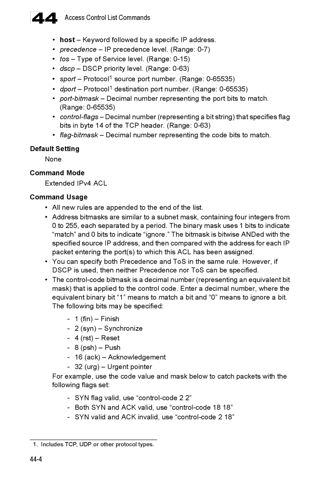 Accton Technology 24/48-Port, ES4548D, ES4524D manual Extended IPv4 ACL 