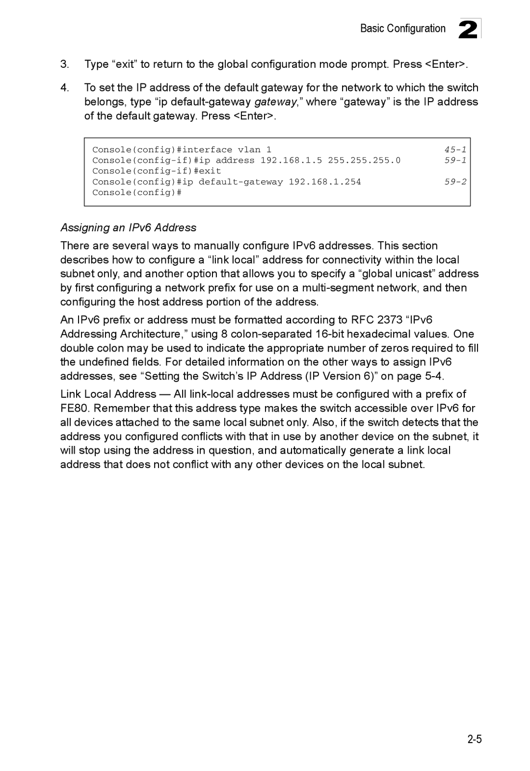 Accton Technology 24/48-Port, ES4548D, ES4524D manual Assigning an IPv6 Address, 45-1, 59-1, 59-2 