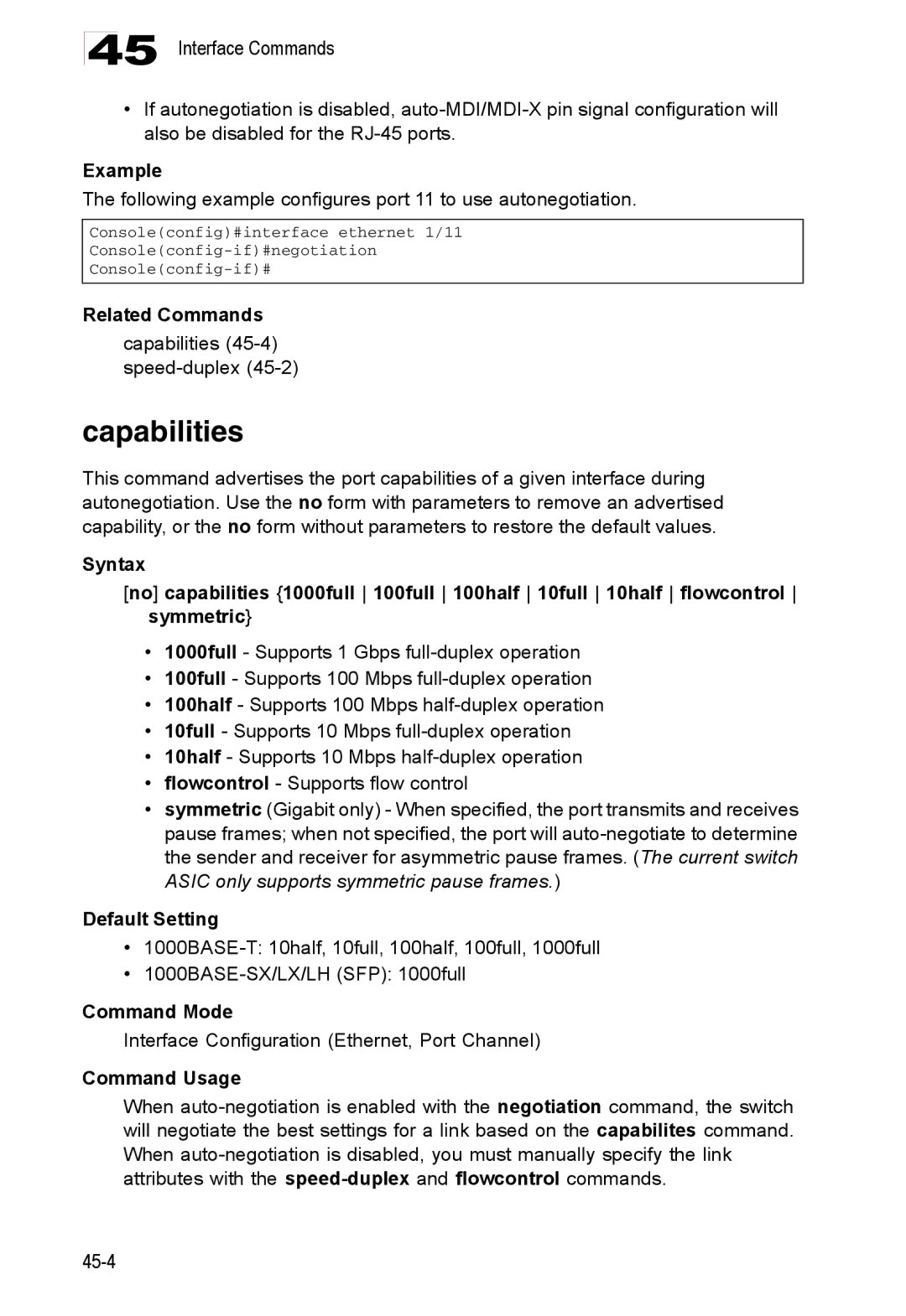 Accton Technology 24/48-Port, ES4548D, ES4524D Capabilities, Following example configures port 11 to use autonegotiation 