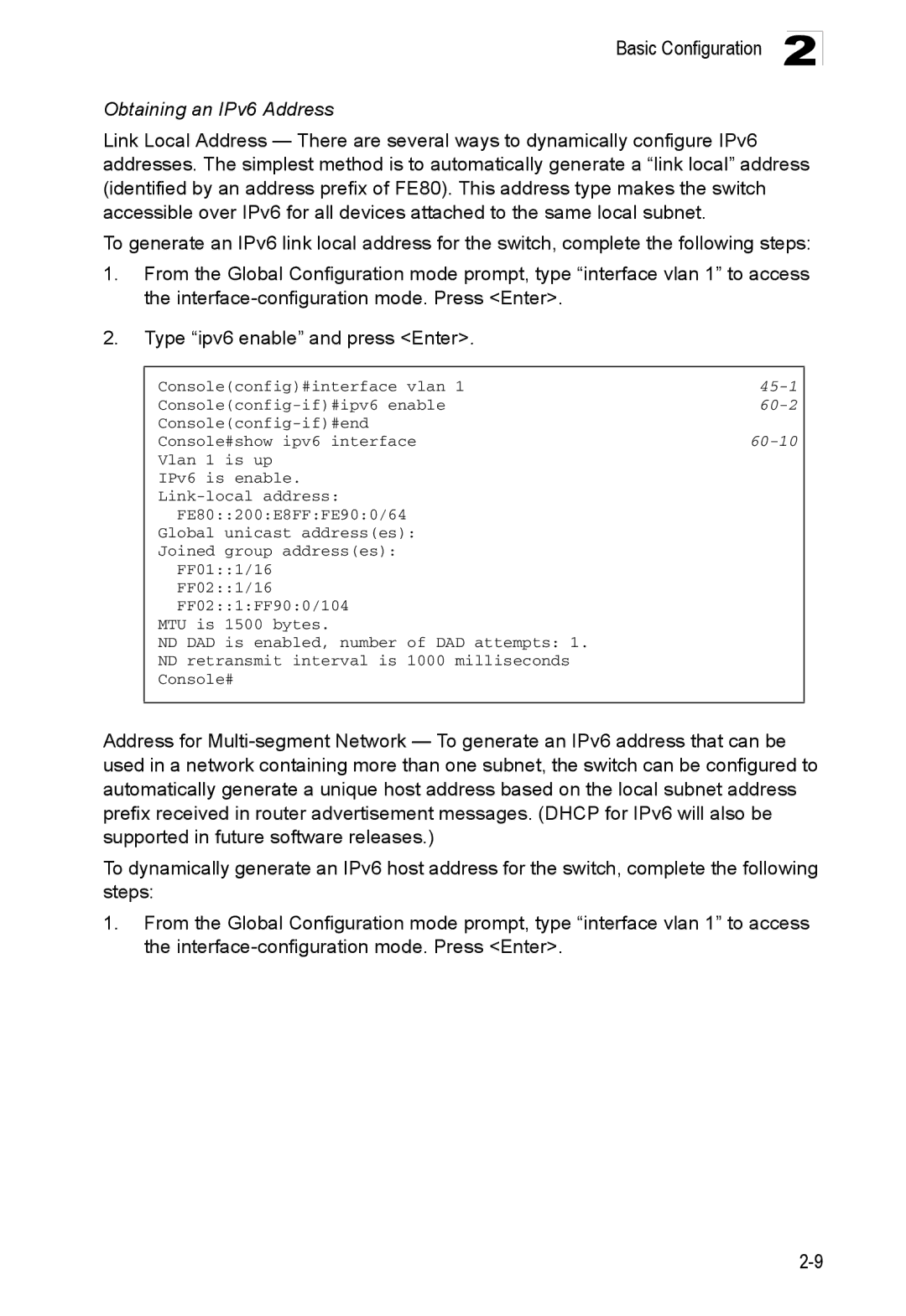 Accton Technology ES4548D, ES4524D, 24/48-Port manual Obtaining an IPv6 Address, 60-2 