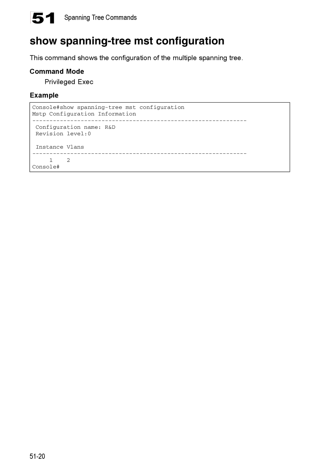 Accton Technology ES4524D, ES4548D, 24/48-Port manual Show spanning-tree mst configuration 