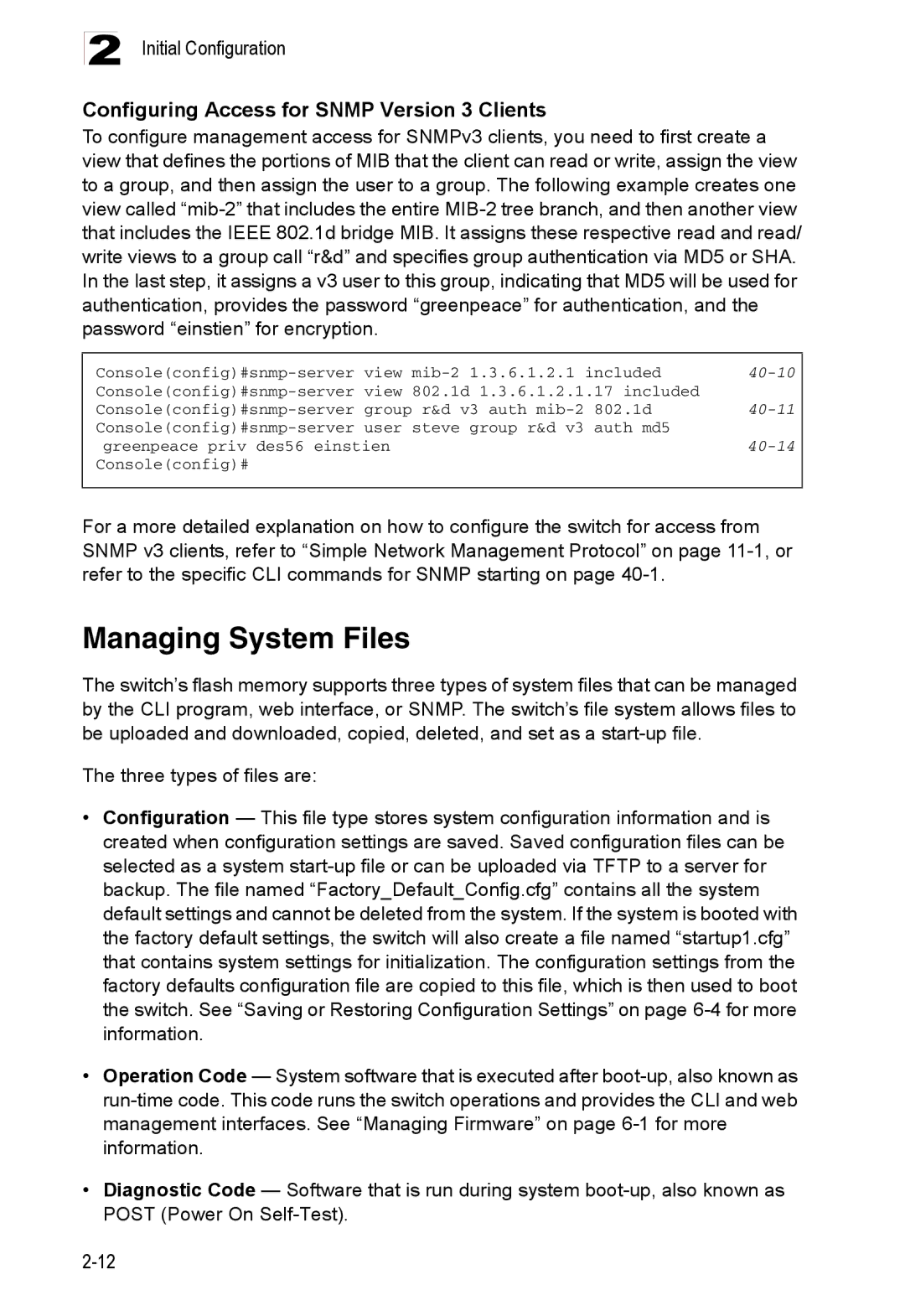 Accton Technology ES4548D, ES4524D, 24/48-Port manual Managing System Files, 40-10, 40-11, 40-14 