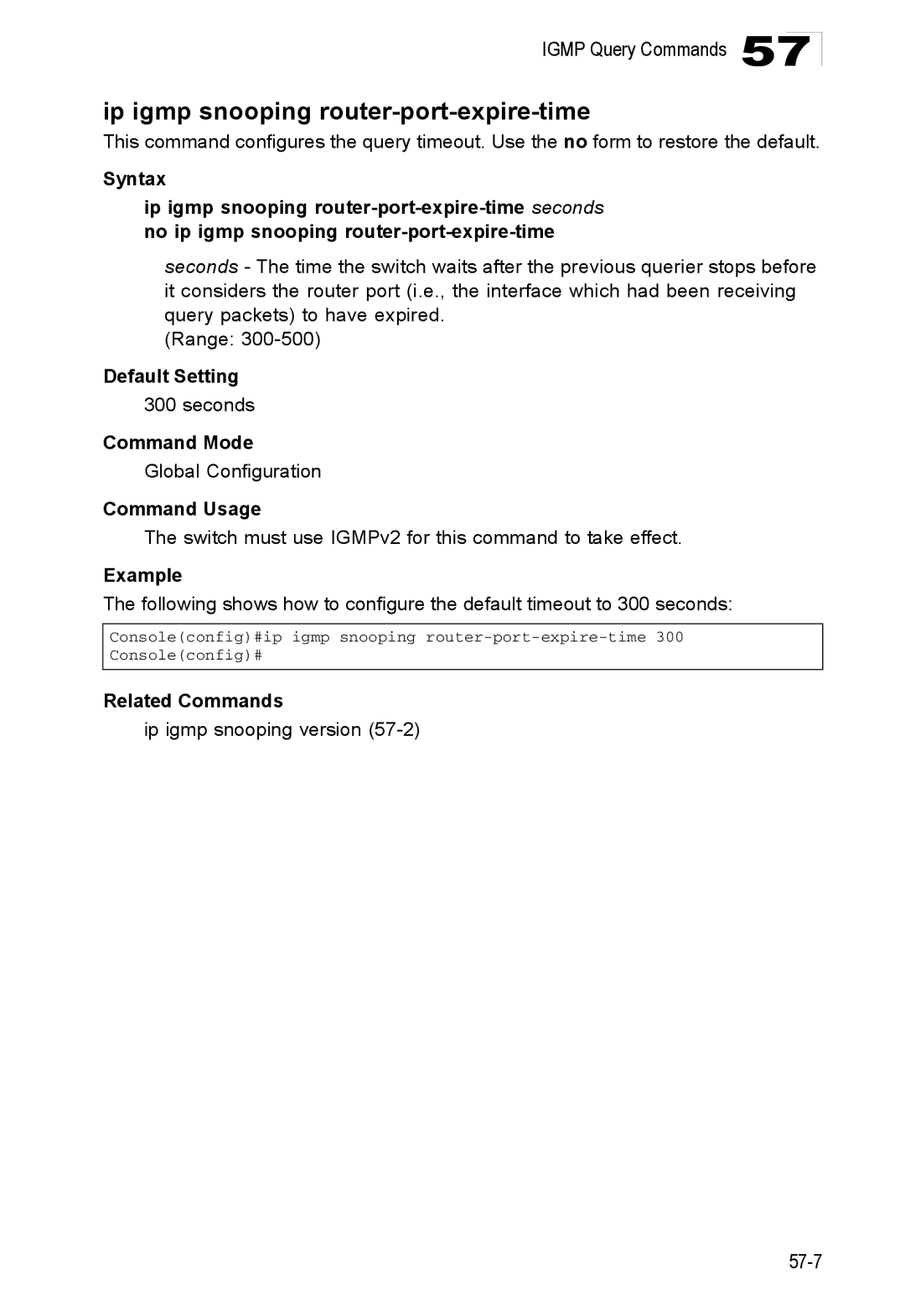 Accton Technology 24/48-Port, ES4548D, ES4524D manual Ip igmp snooping router-port-expire-time 